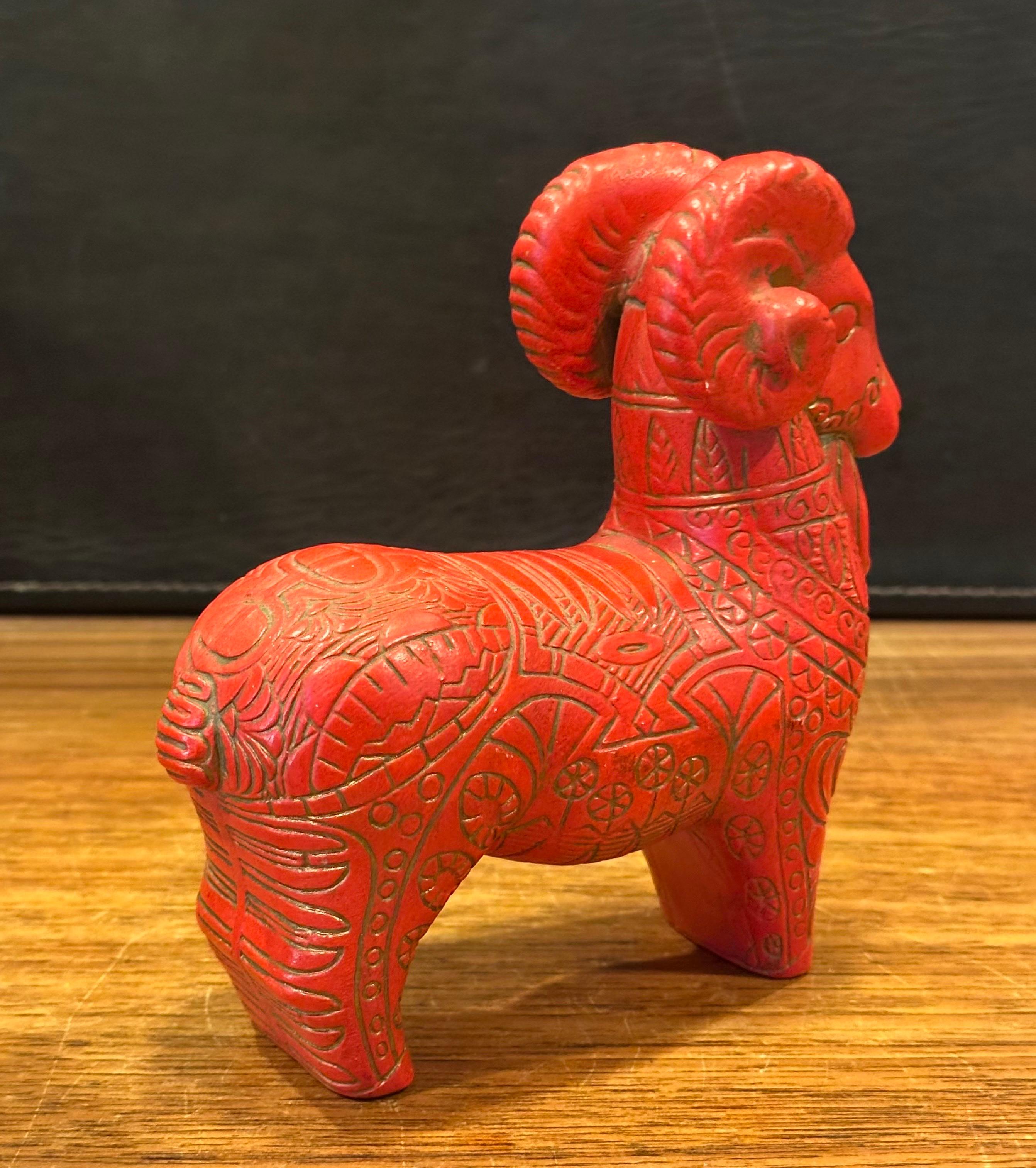 Scultura di ariete etrusco in ceramica nello stile di Aldo Londi per Bitossi in vendita 3