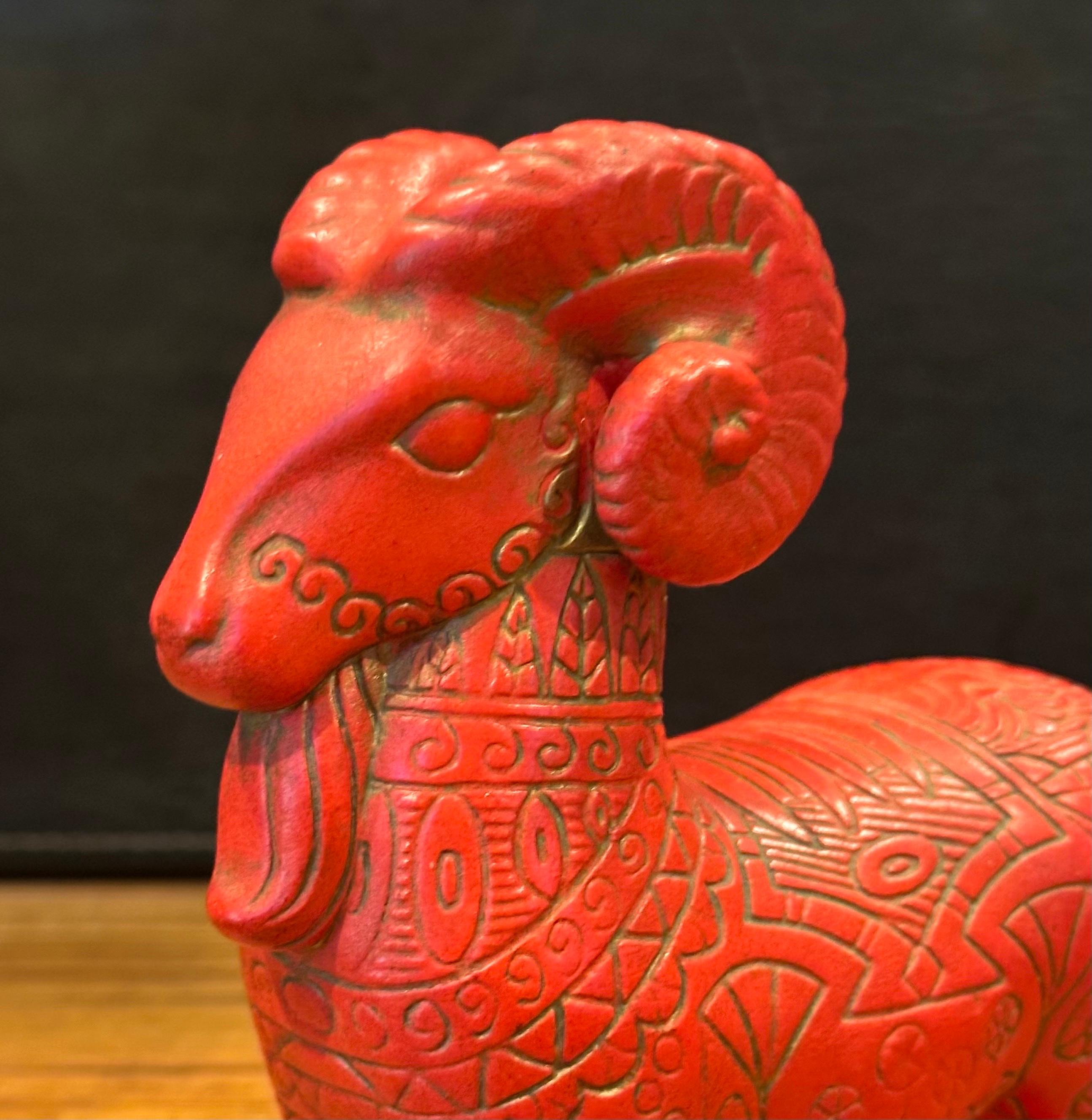 Scultura di ariete etrusco in ceramica nello stile di Aldo Londi per Bitossi in vendita 5