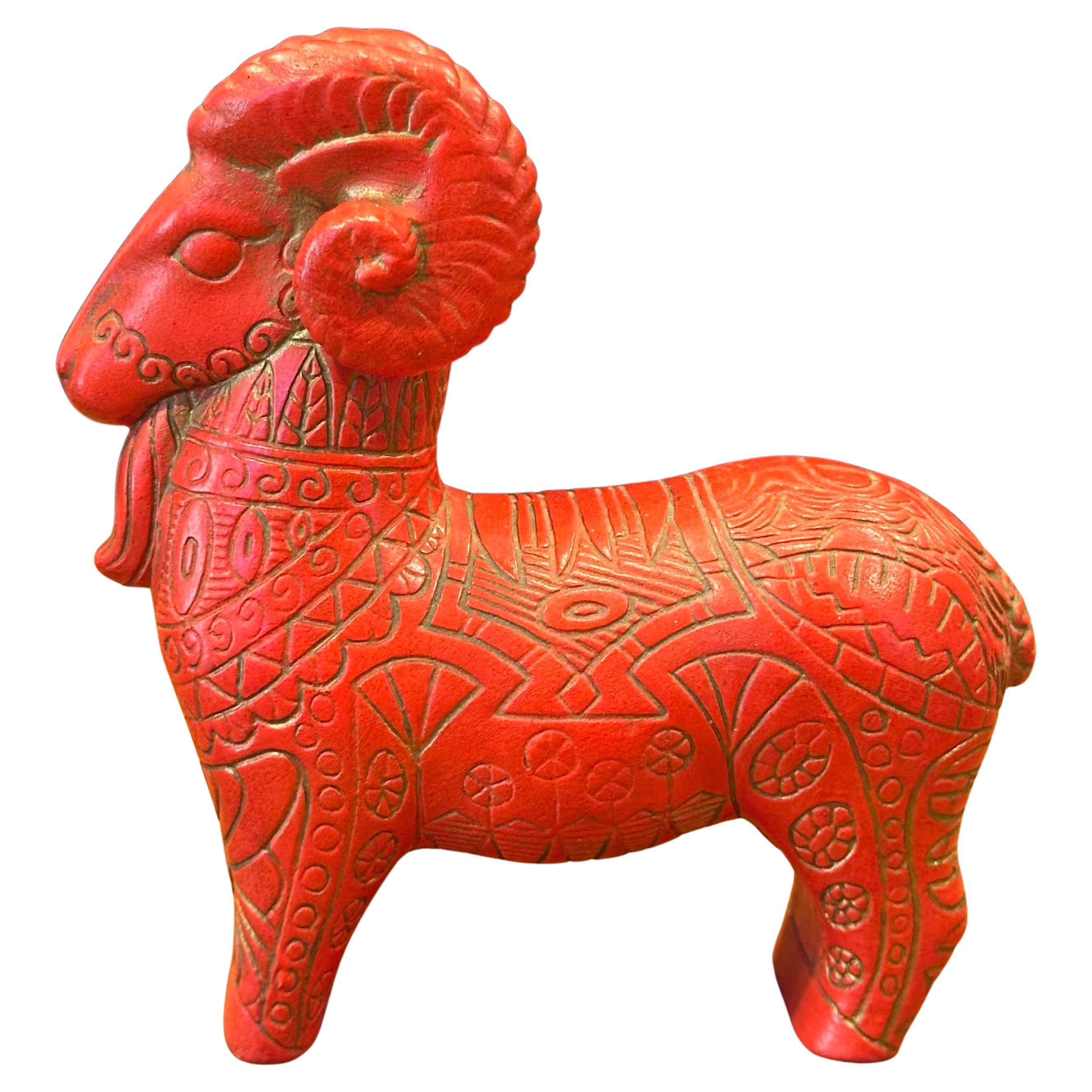 Italiano Scultura di ariete etrusco in ceramica nello stile di Aldo Londi per Bitossi in vendita