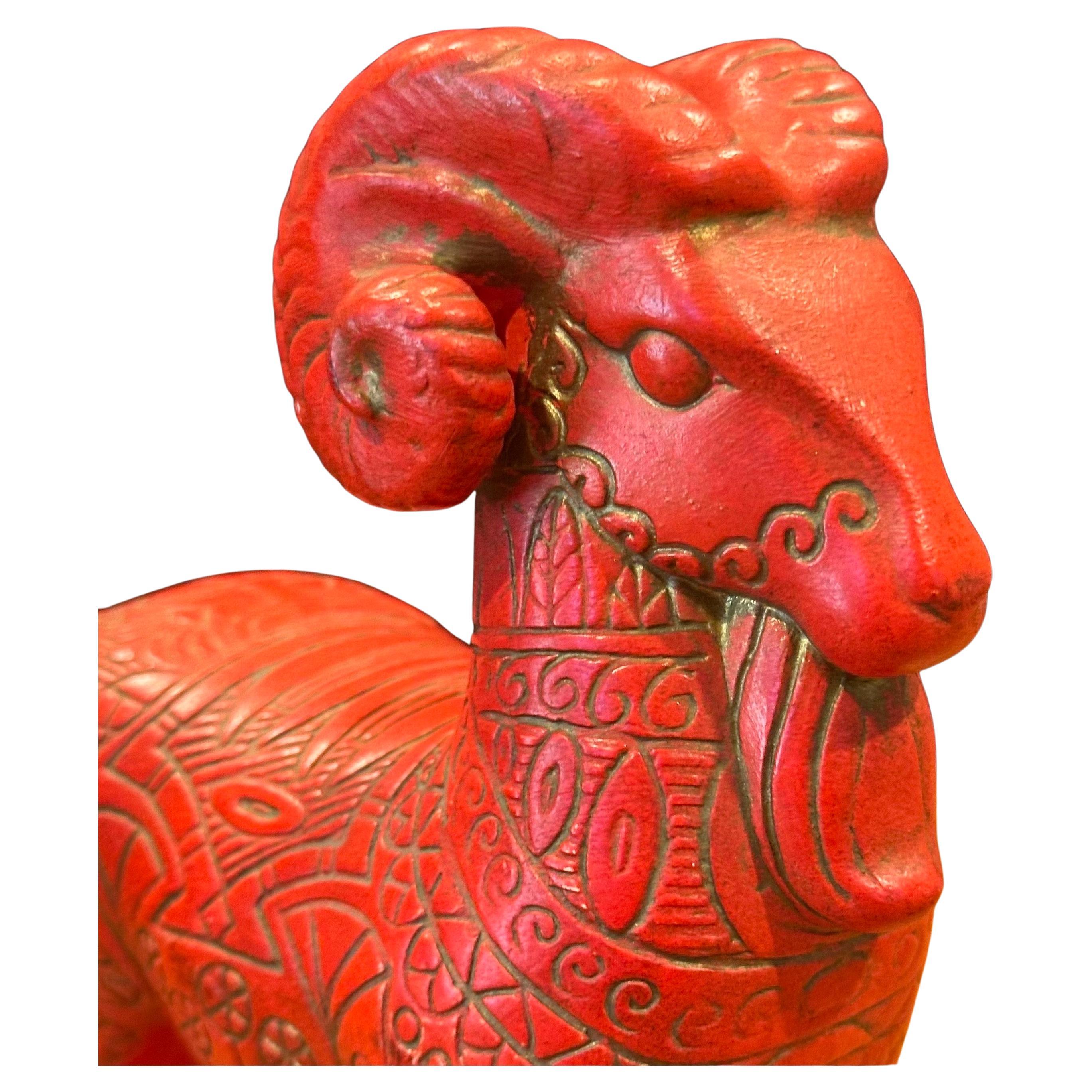 Scultura di ariete etrusco in ceramica nello stile di Aldo Londi per Bitossi In condizioni buone in vendita a San Diego, CA