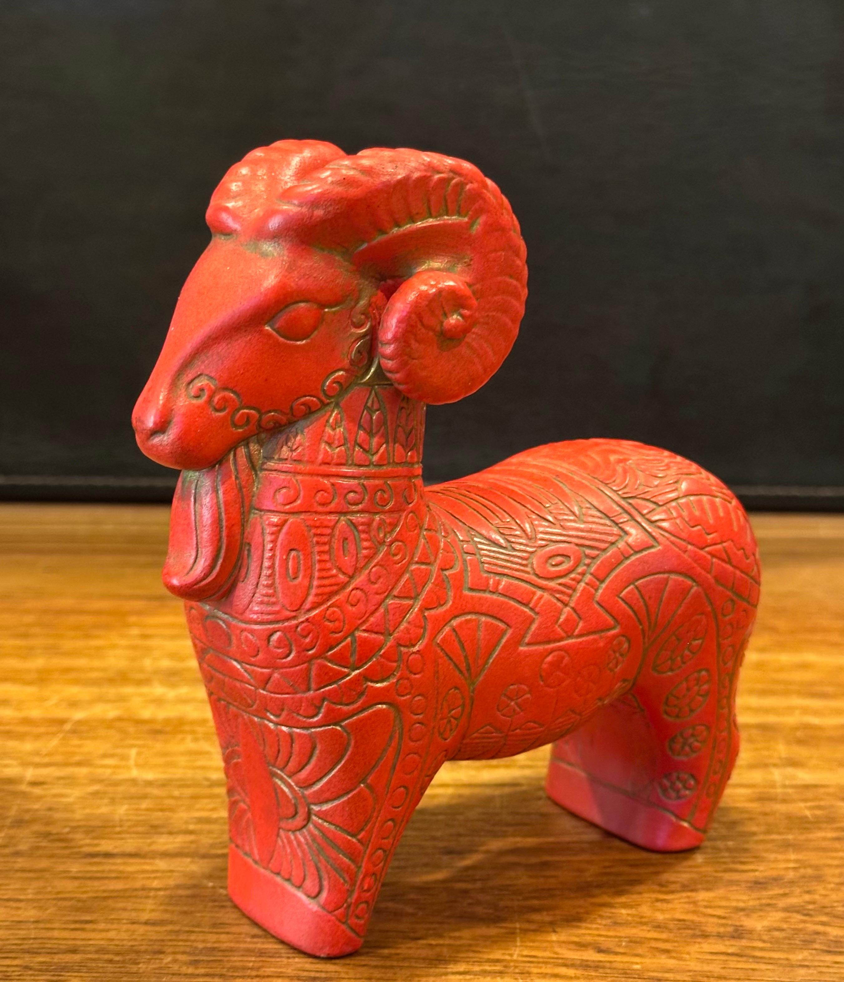 Ceramica Scultura di ariete etrusco in ceramica nello stile di Aldo Londi per Bitossi in vendita