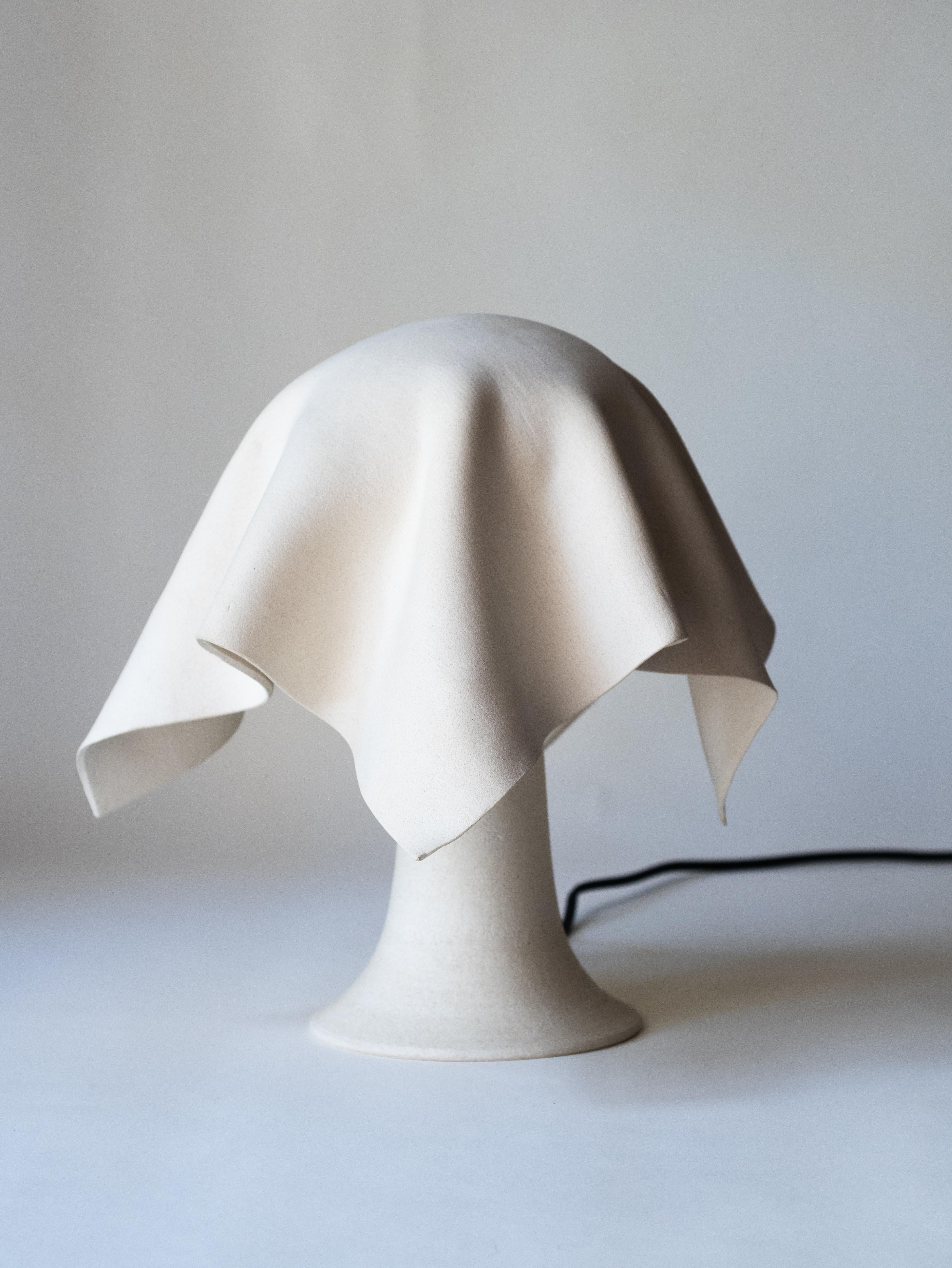 Mid-Century Modern Ceramic Fabric Dome Lamp For Sale