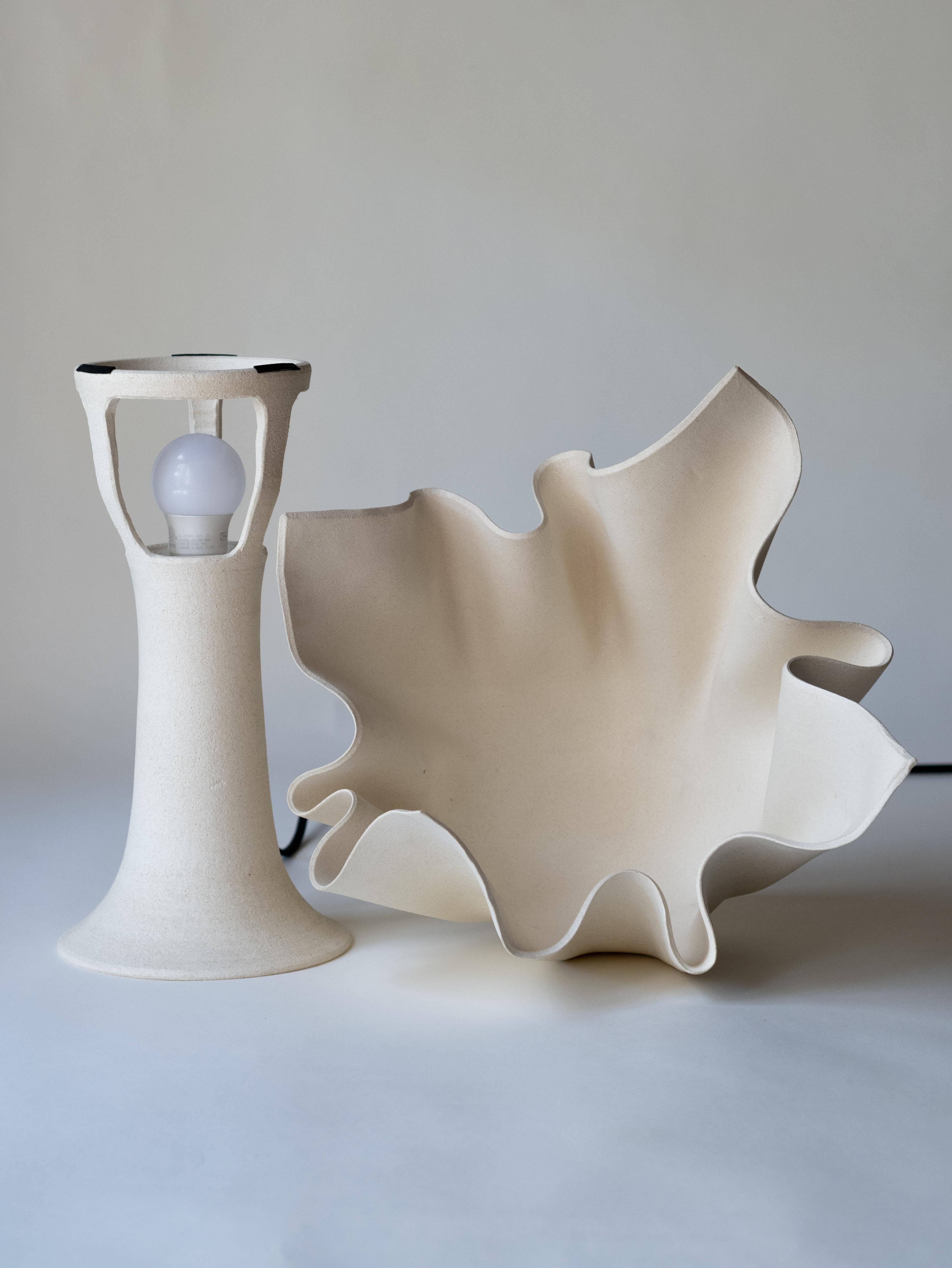 American Ceramic Fabric Dome Lamp For Sale