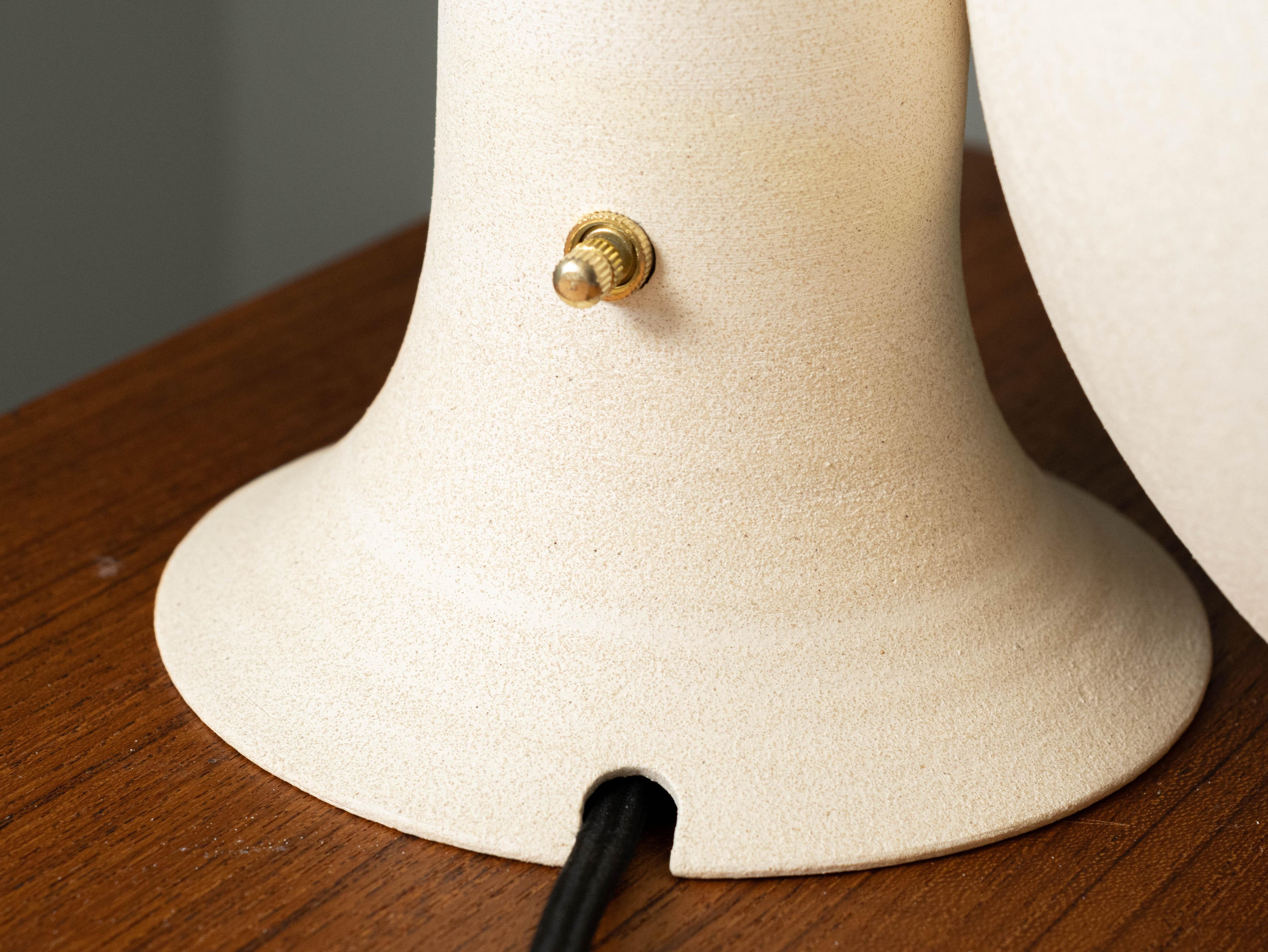 Contemporary Ceramic Fabric Dome Lamp For Sale