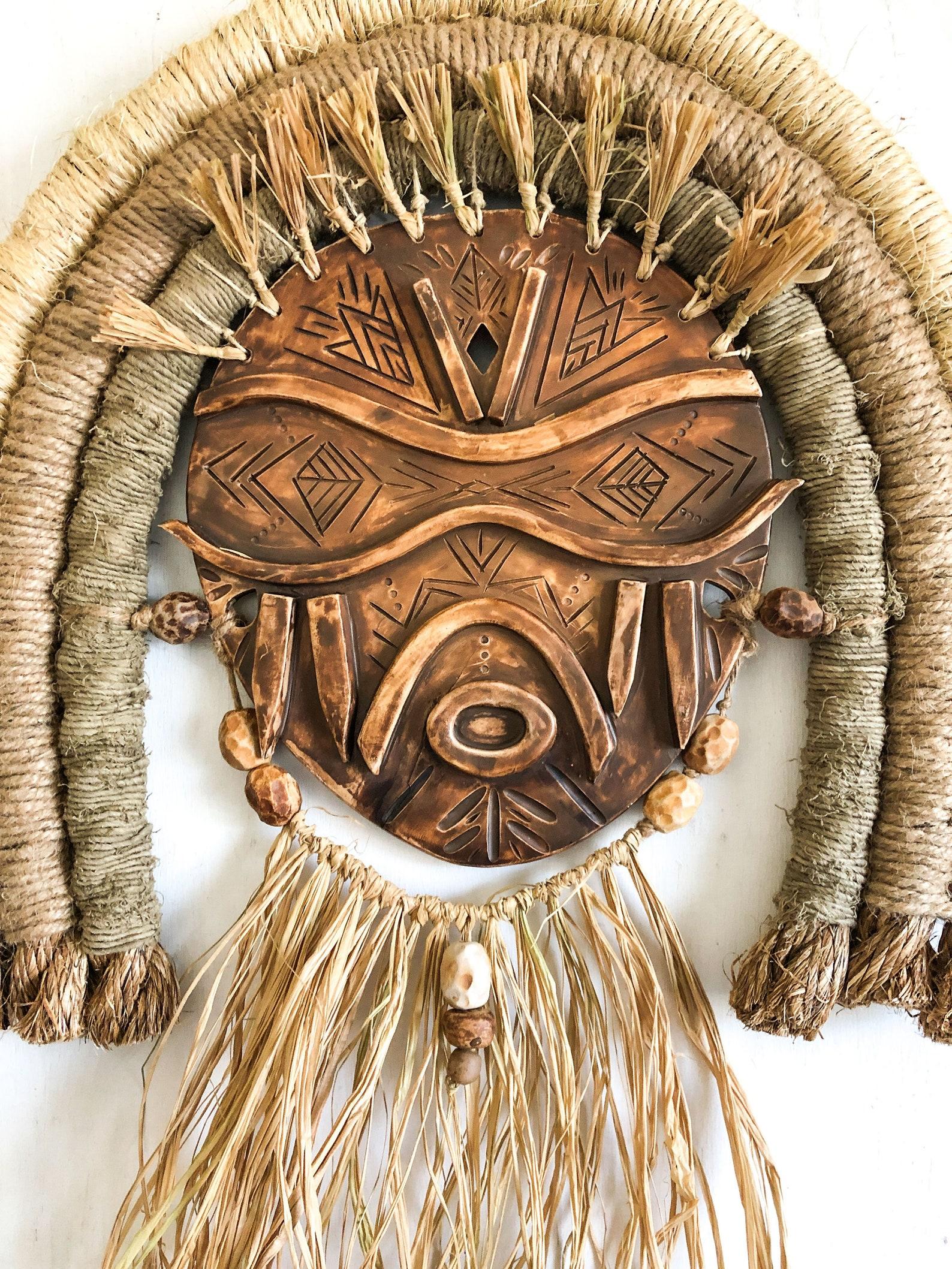 Ceramic Face Mask Wall Sculpture In New Condition For Sale In Attleboro, MA