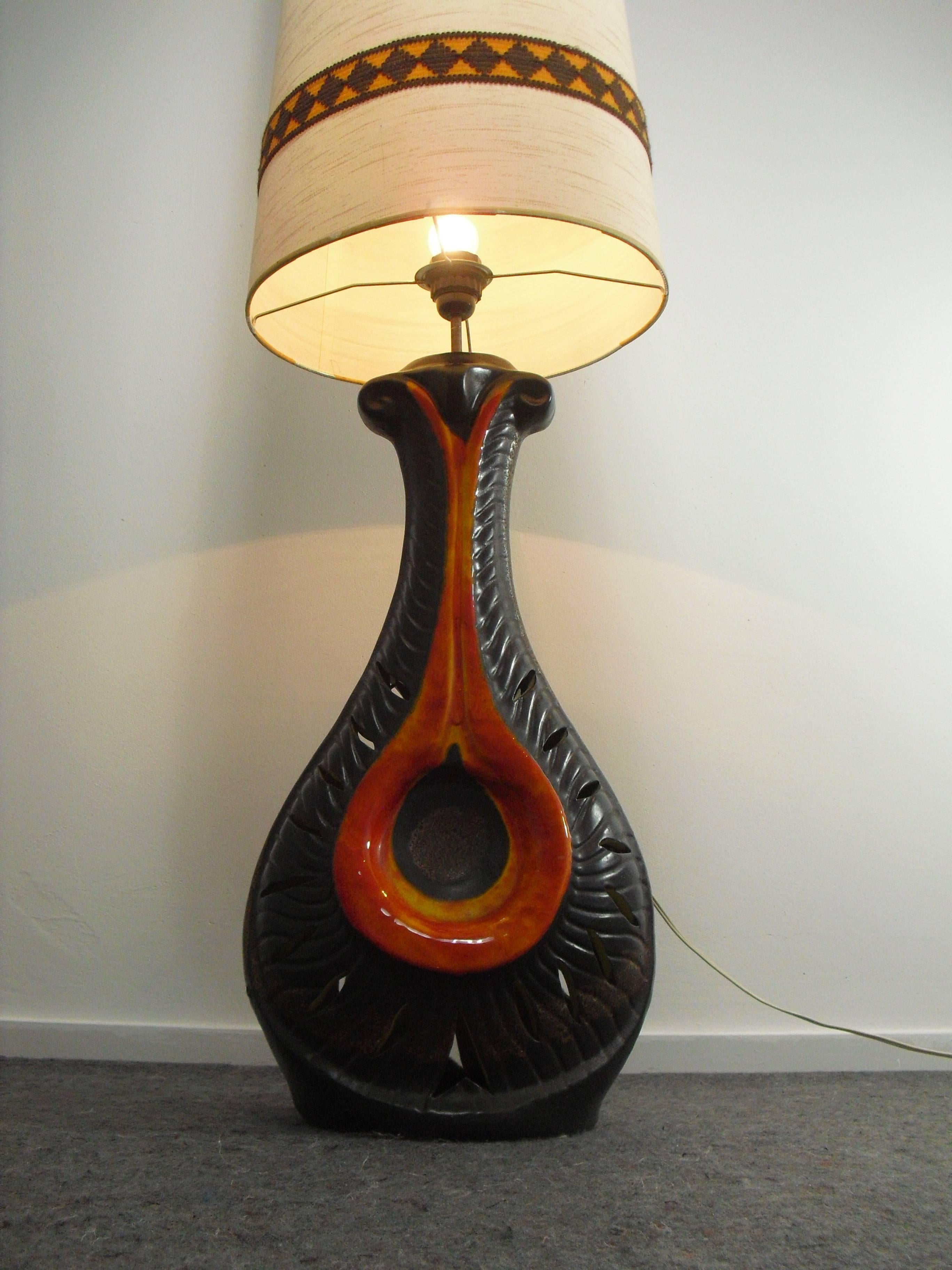 Mid-Century Modern Ceramic Fatlava Floor Lamp by Walter Gerhards for West-Germany, 1970s For Sale