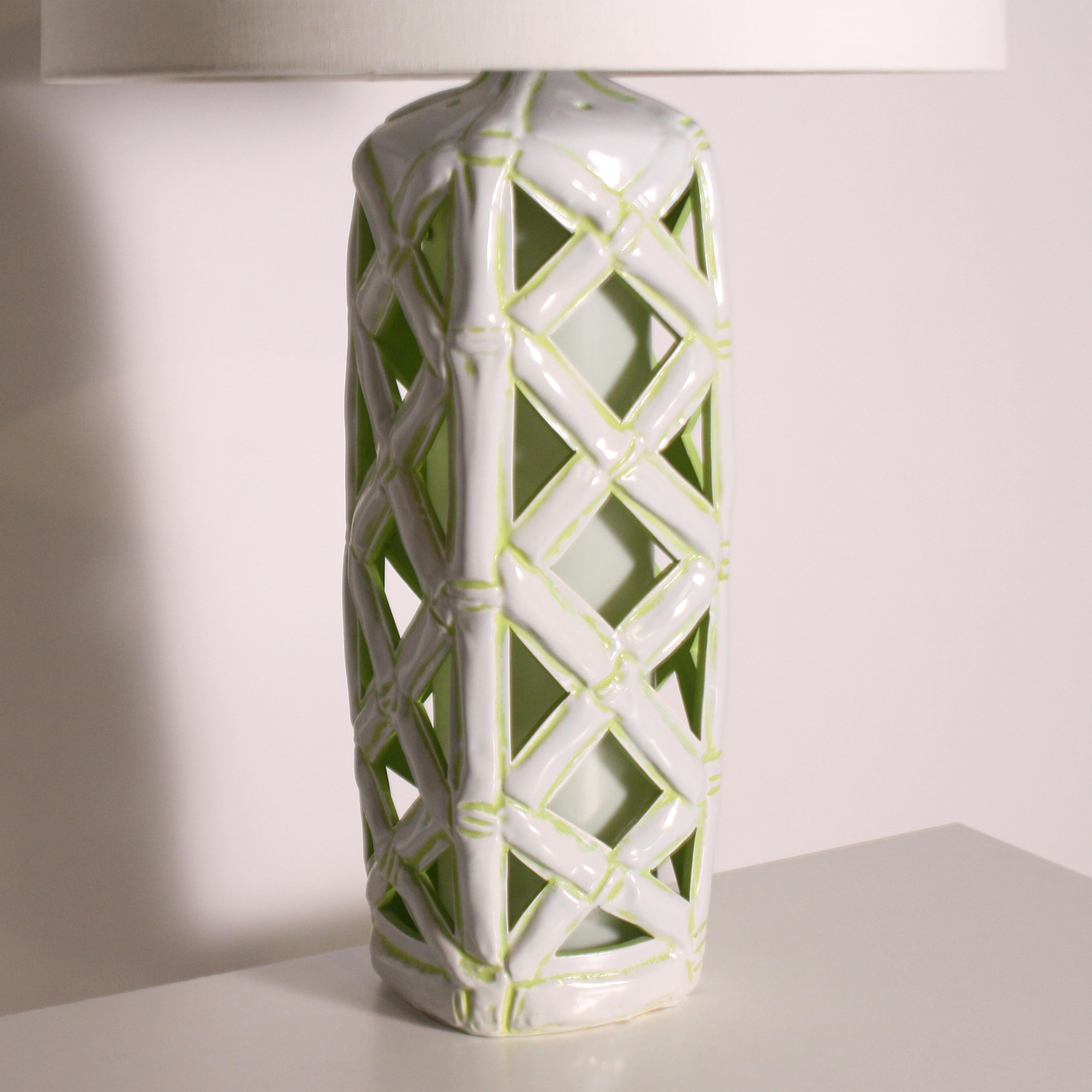 Ceramic Faux Bamboo Lamp, c. 1960 In Good Condition For Sale In Dallas, TX