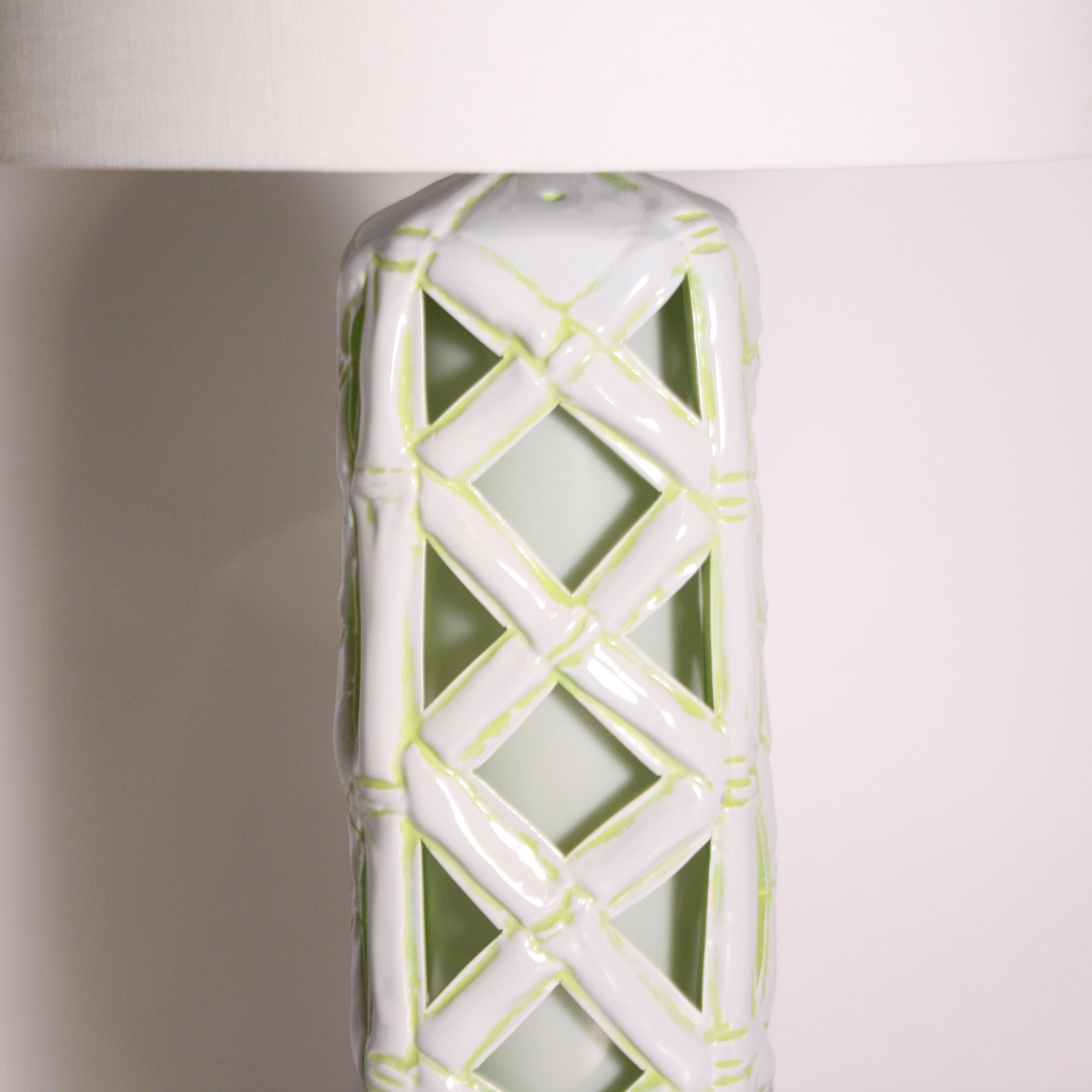 Mid-20th Century Ceramic Faux Bamboo Lamp, c. 1960 For Sale