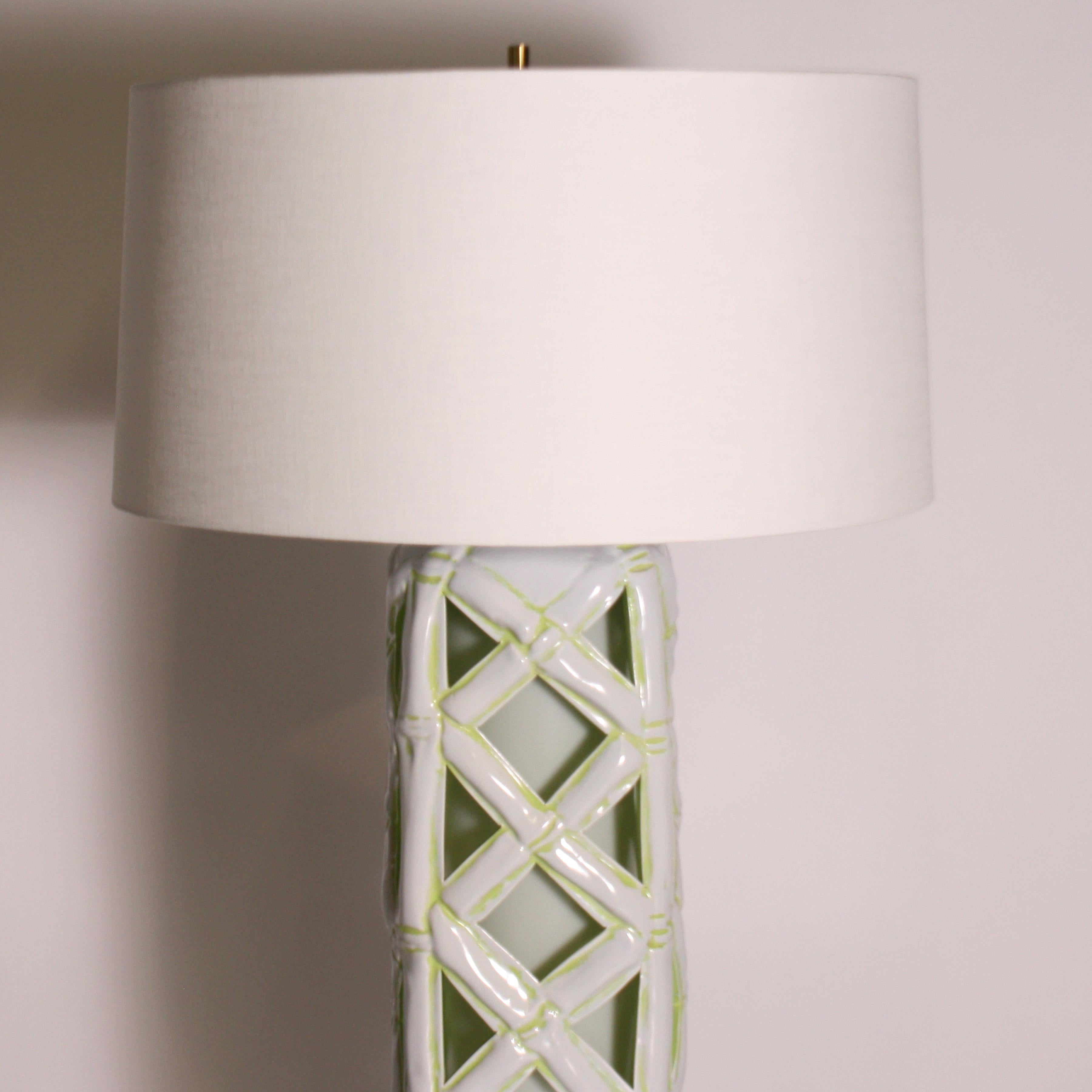 Ceramic Faux Bamboo Lamp, c. 1960 For Sale 1