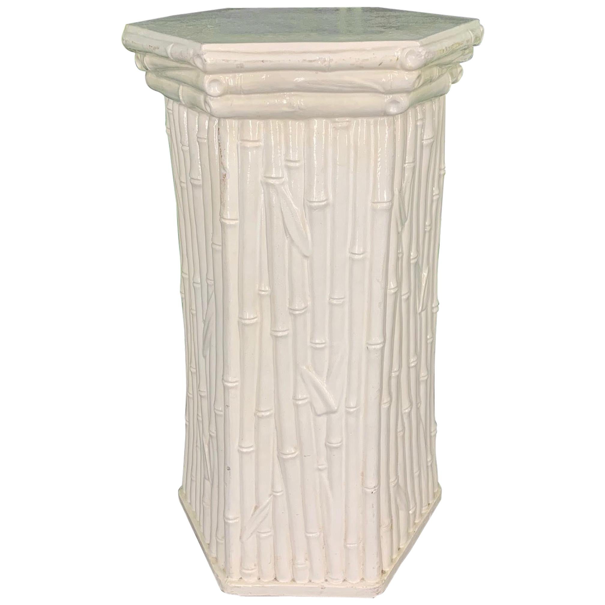 Ceramic Faux Bamboo Plant Stand Pedestal
