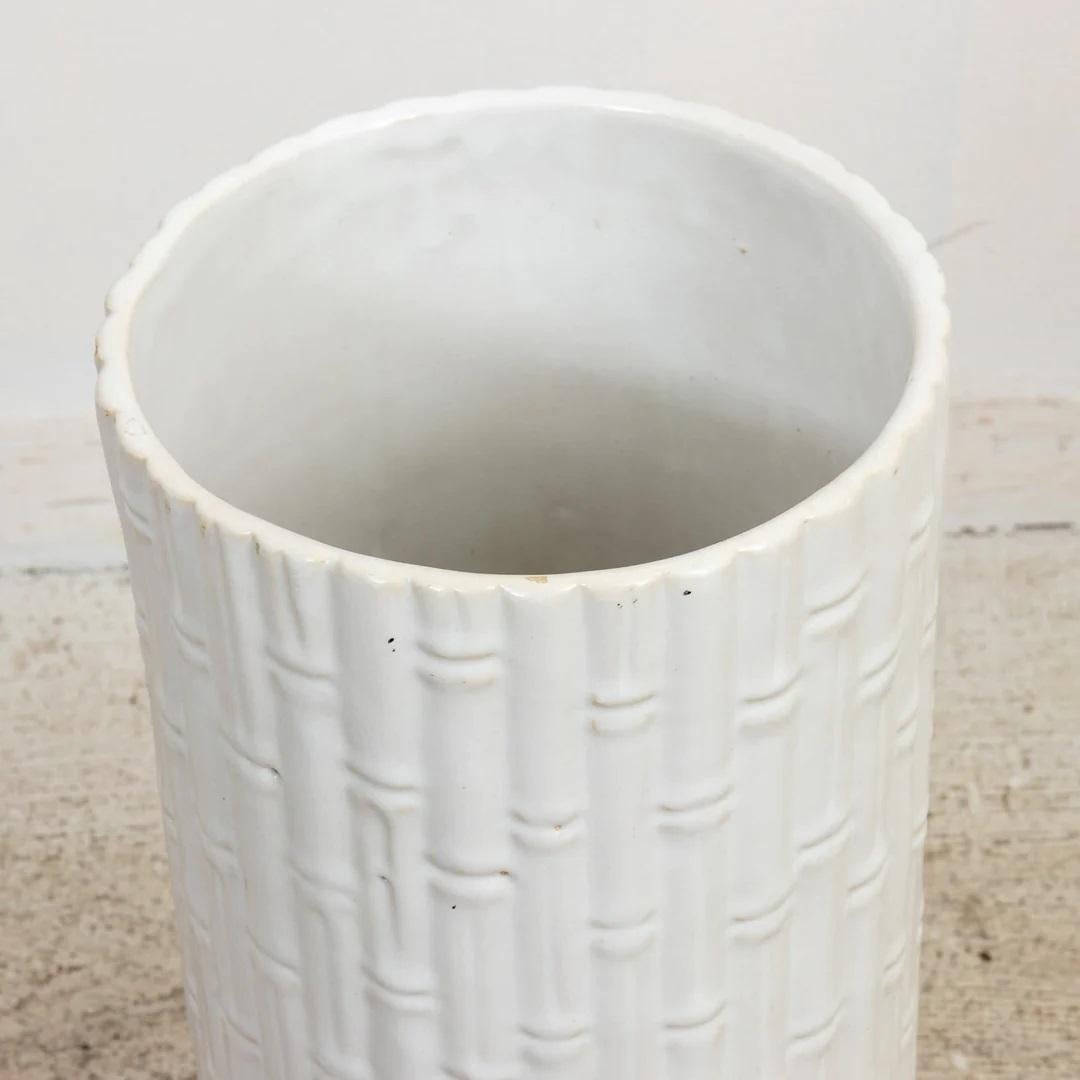 Ceramic Faux Bamboo Umbrella Stand In Good Condition For Sale In New York, NY
