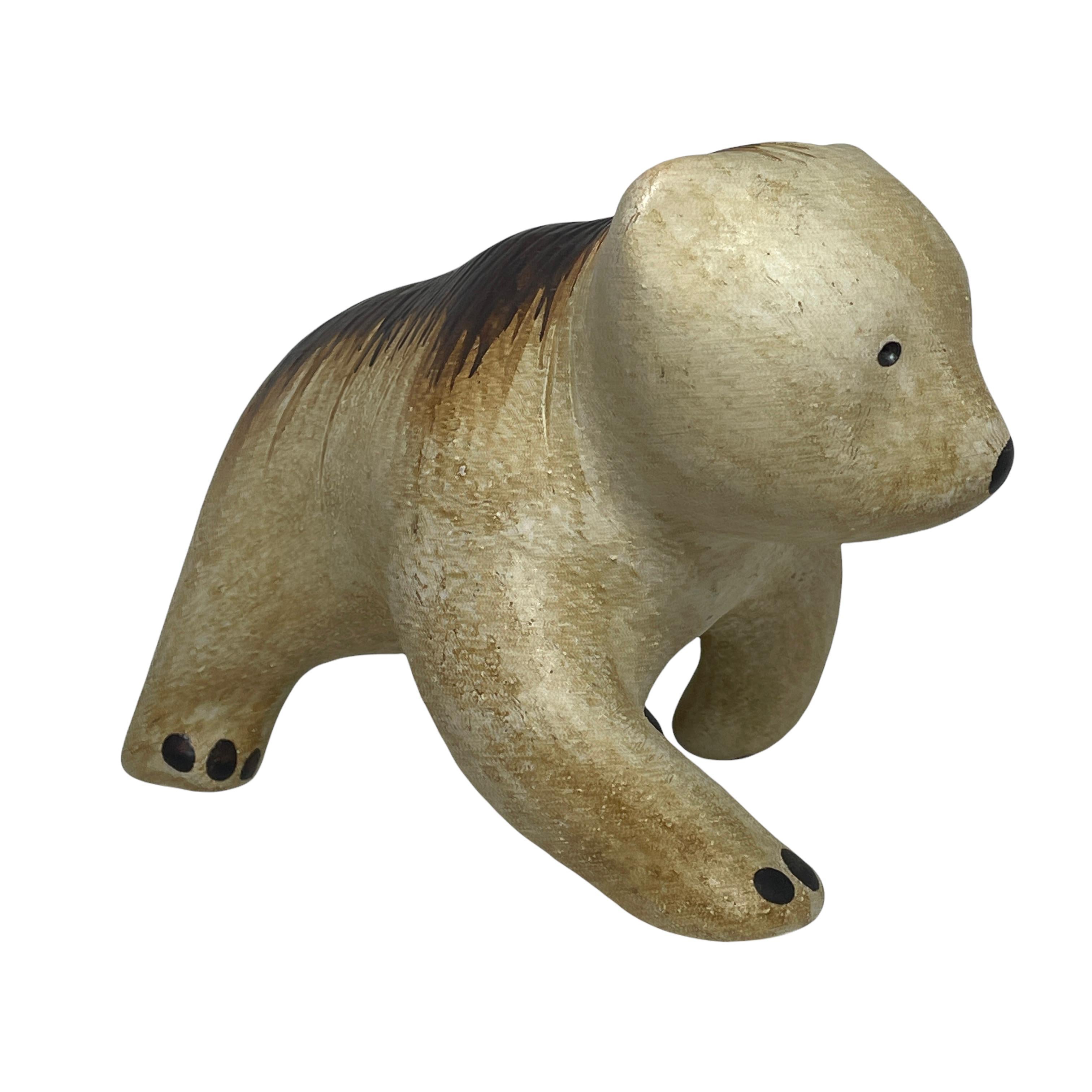 Late 20th Century Ceramic Figural Baby Bear Statue by Sgrafo Ceramic, Vintage For Sale