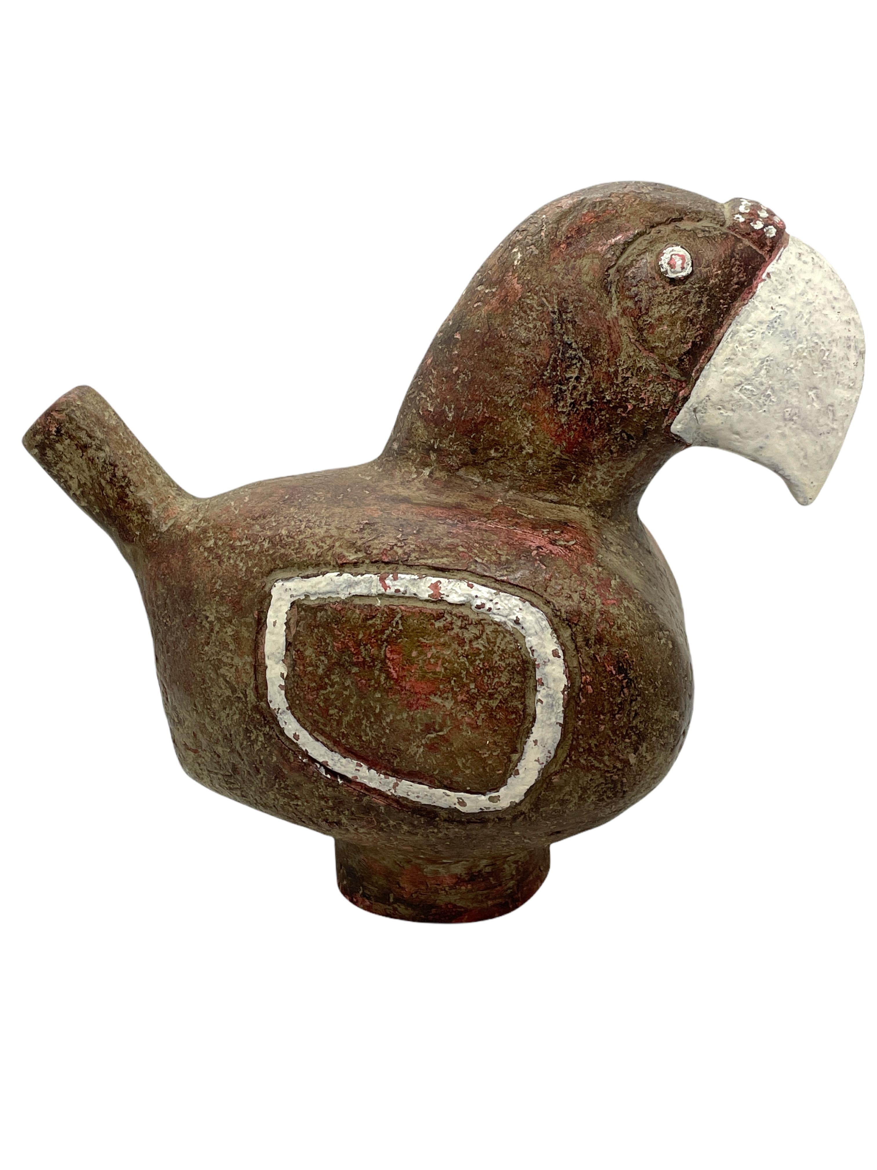 Mid-Century Modern Ceramic Figural Bird Statue attributed De Santis, Gli Etruschi, Vintage Italy For Sale