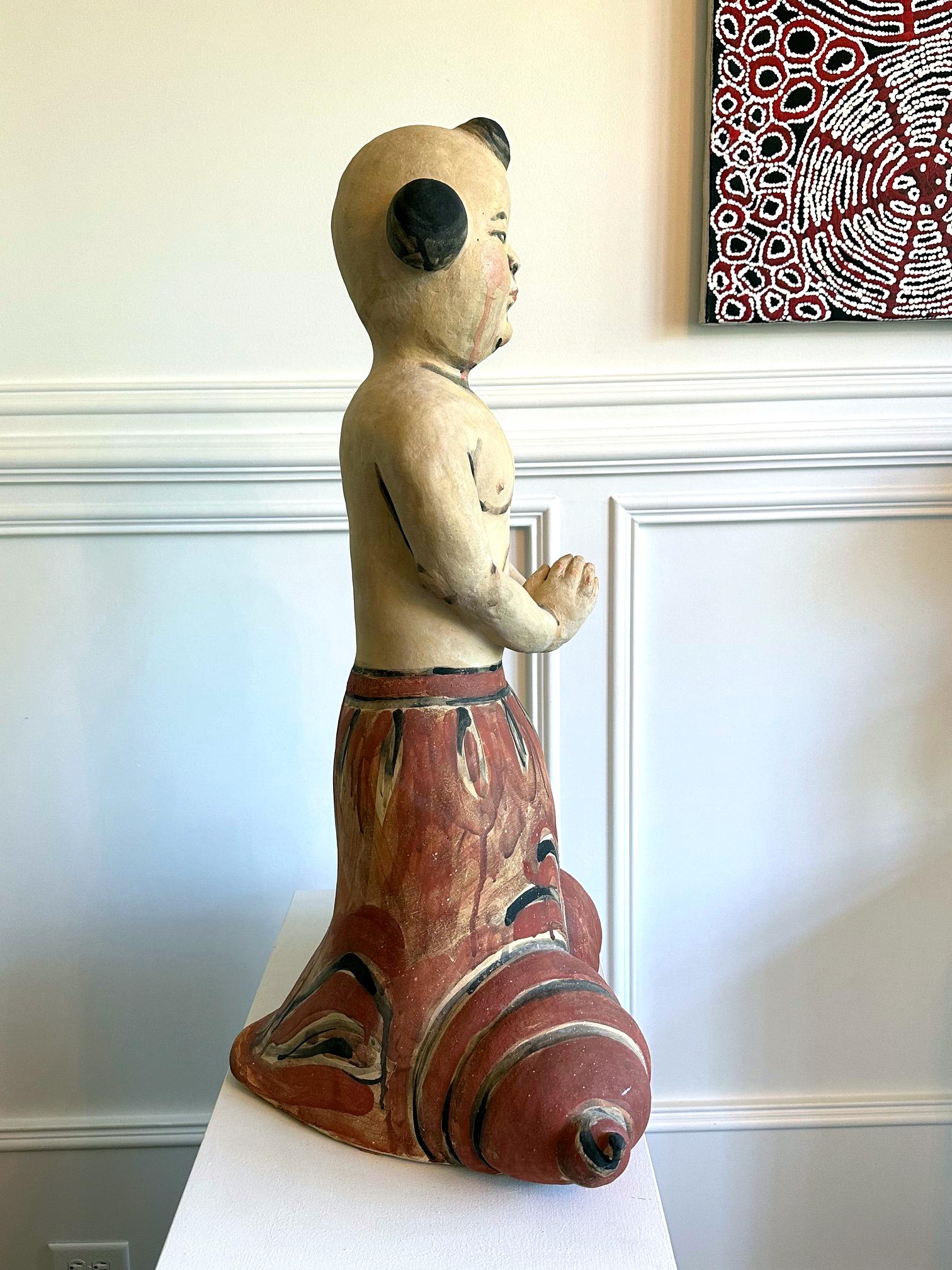 Hand-Painted Ceramic Figurative Sculpture by Akio Takamori Published For Sale