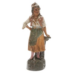 Ceramic Figure "Gypsy", Austria, by Johann Maresch, Late 19th Century