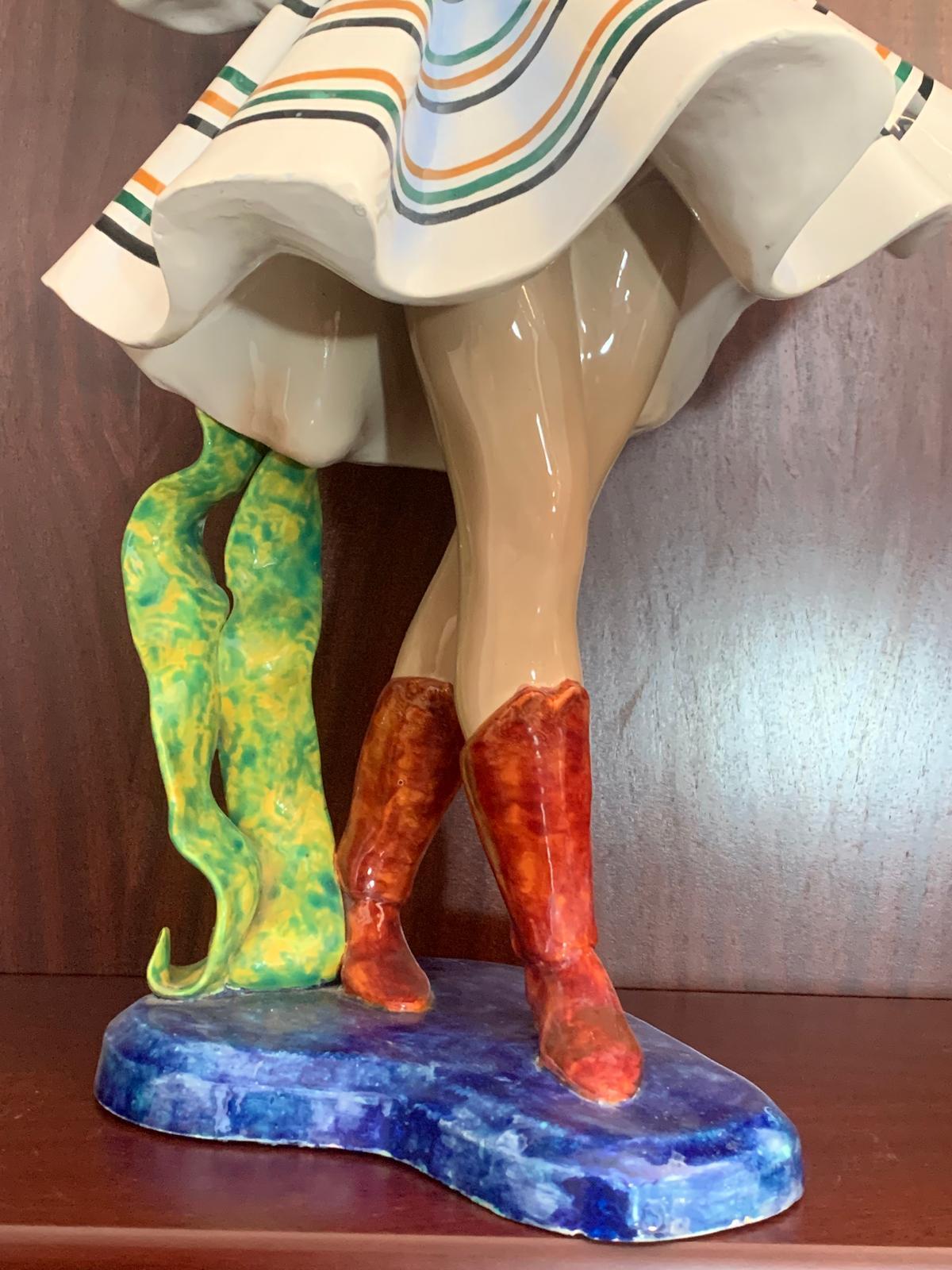 Figura di ragazza danzante in ceramica di Le Bertetti, anni '40 in vendita 2