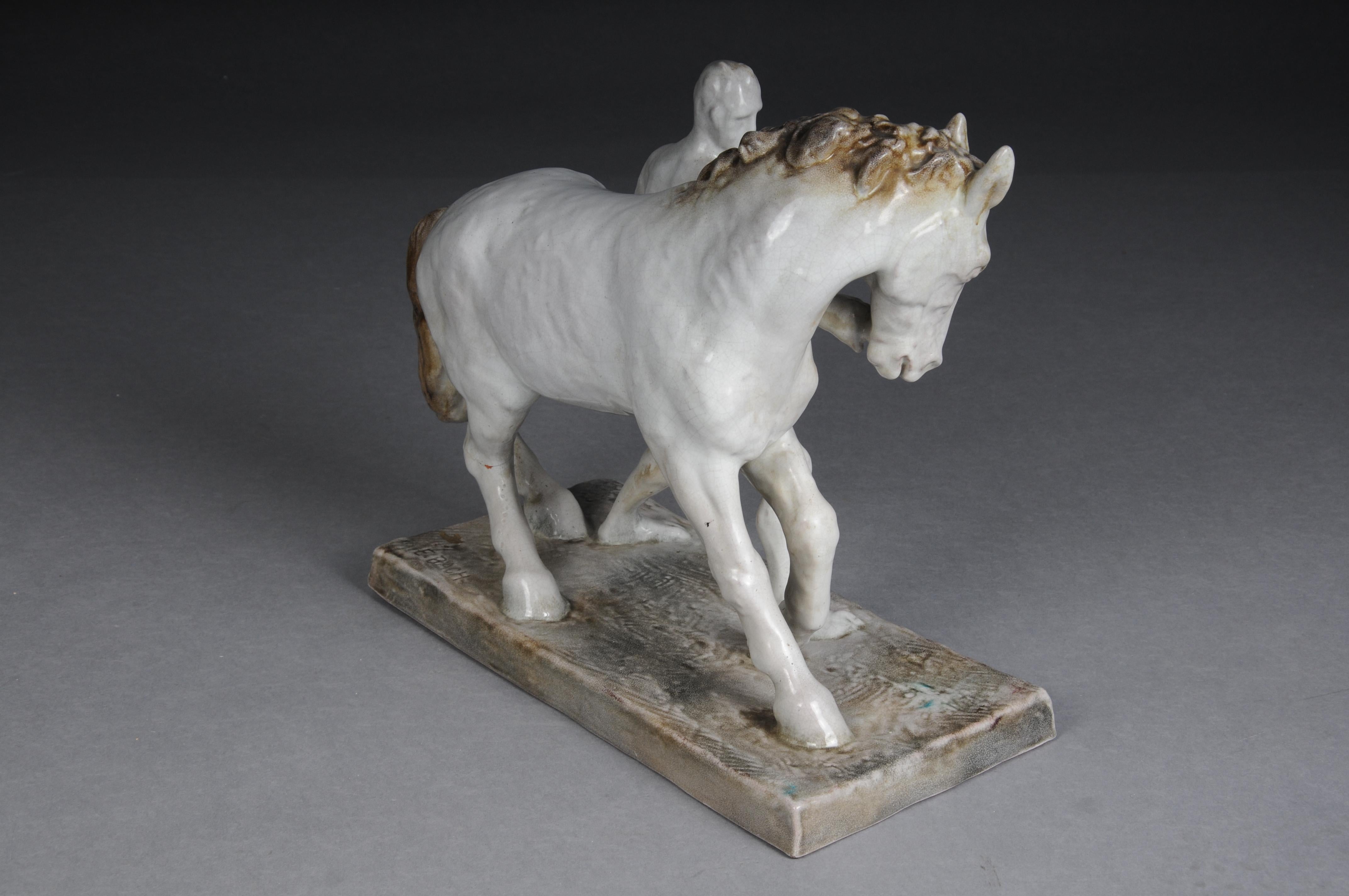 Figura de cerámica. El domador de caballos de Else Bach para la Majolika de Karlsruhe. Alemania en venta 4