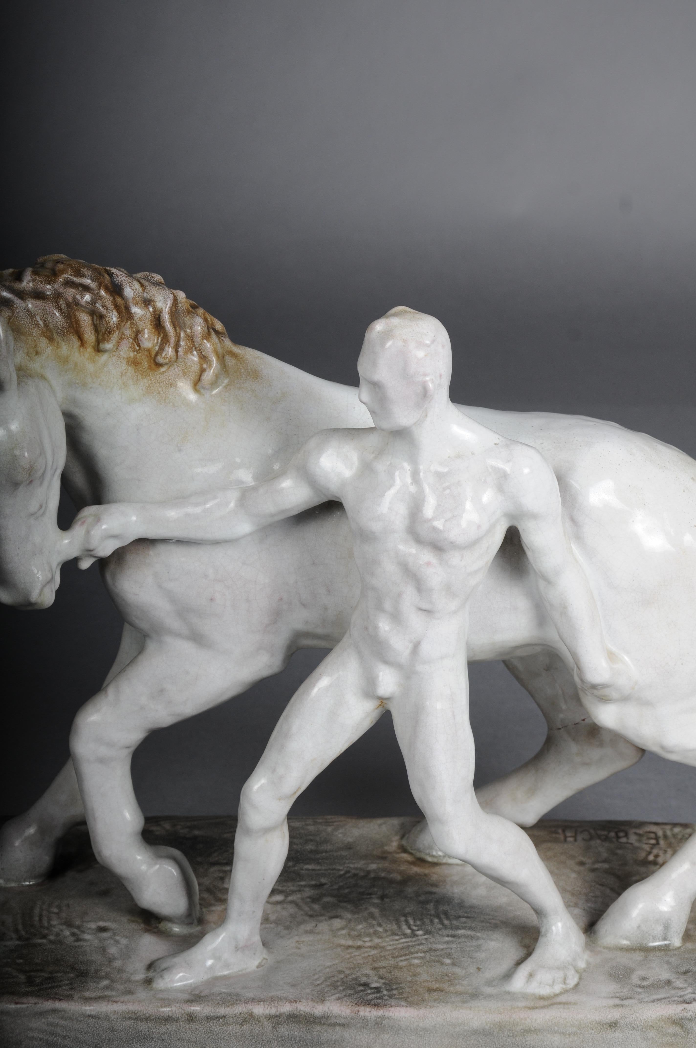 Figura de cerámica. El domador de caballos de Else Bach para la Majolika de Karlsruhe. Alemania en venta 8