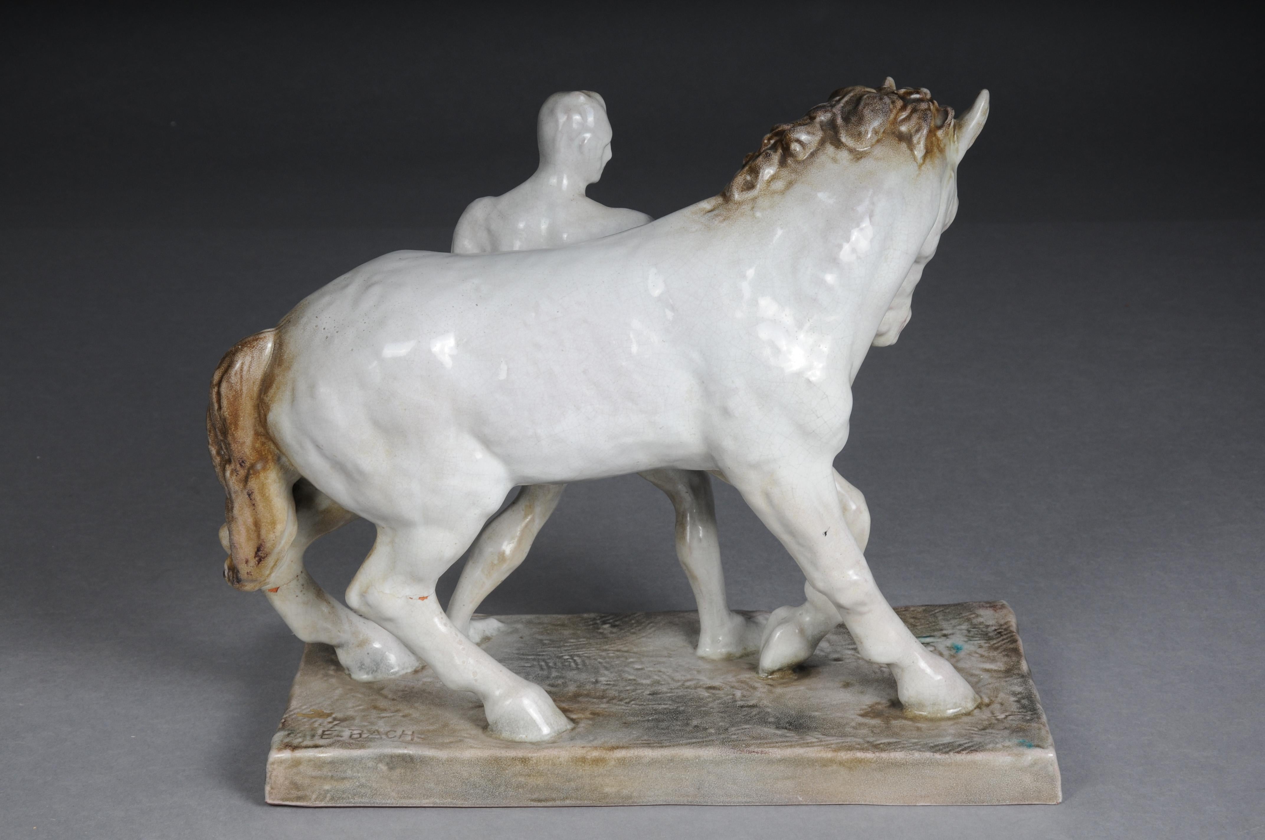 Figura de cerámica. El domador de caballos de Else Bach para la Majolika de Karlsruhe. Alemania en venta 2