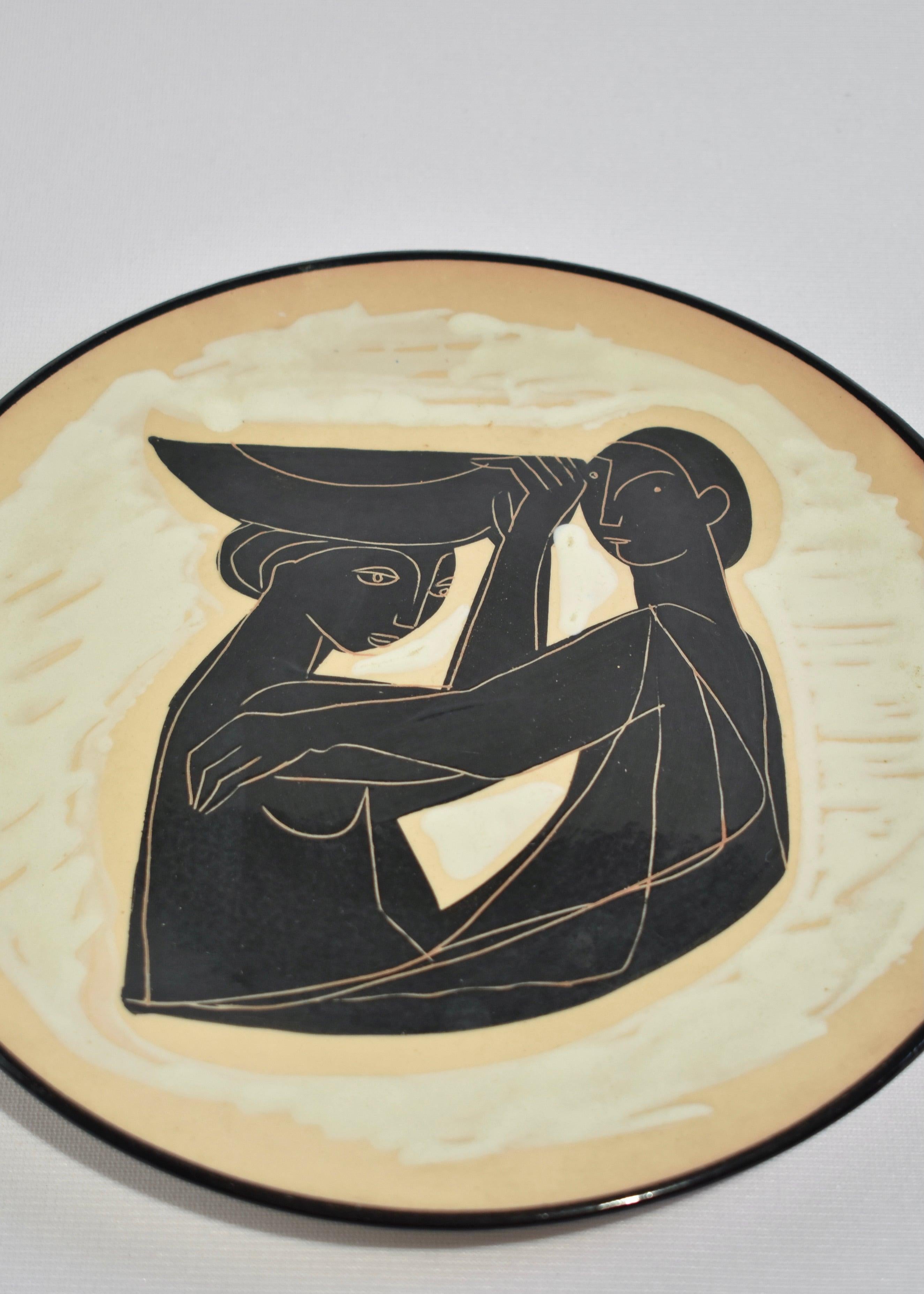 20th Century Ceramic Figures Plate