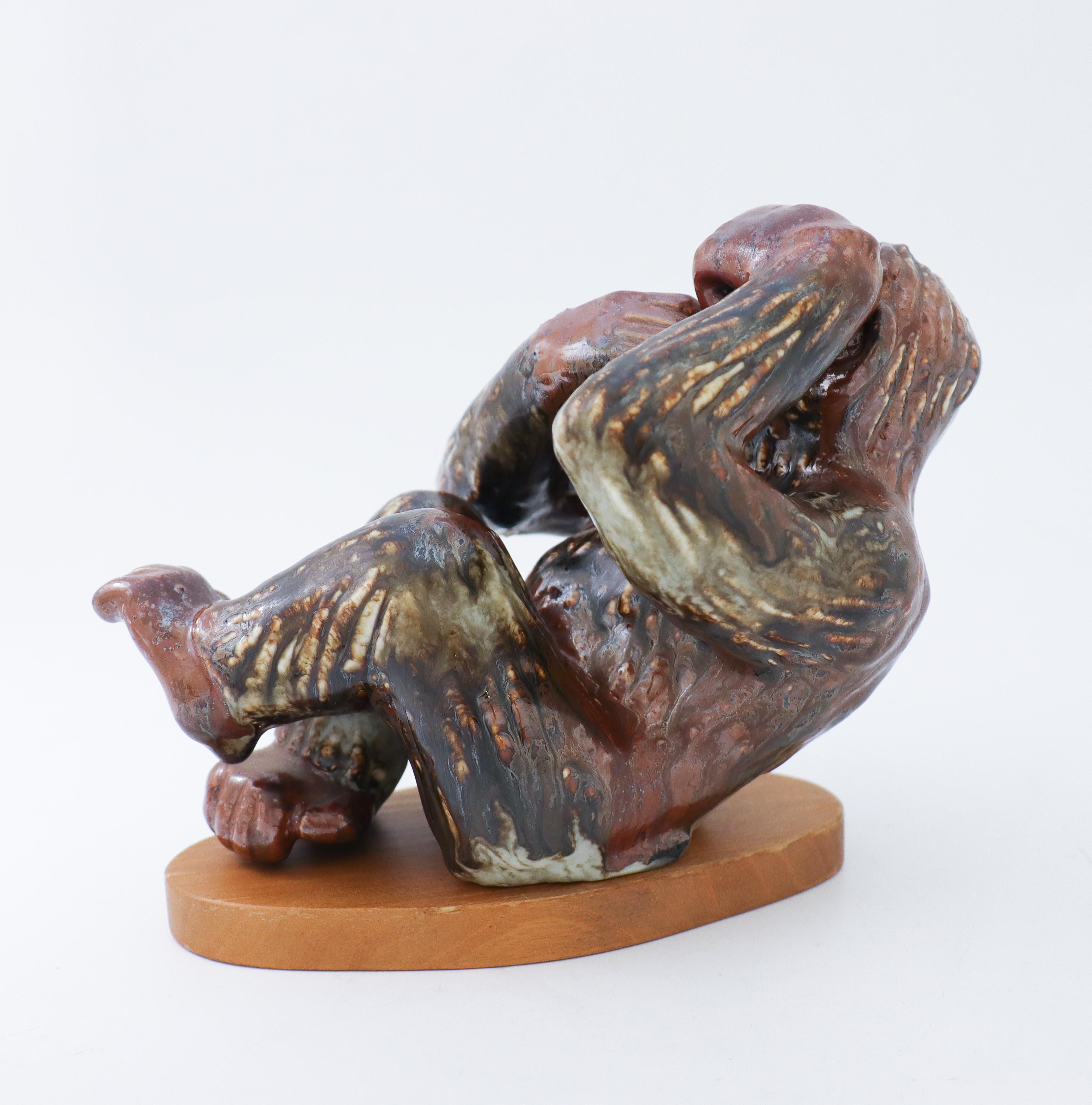 Suédois Ravissante figurine de singe en céramique, Gunnar Nylund, Rrstrand, années 1950-1960 en vente