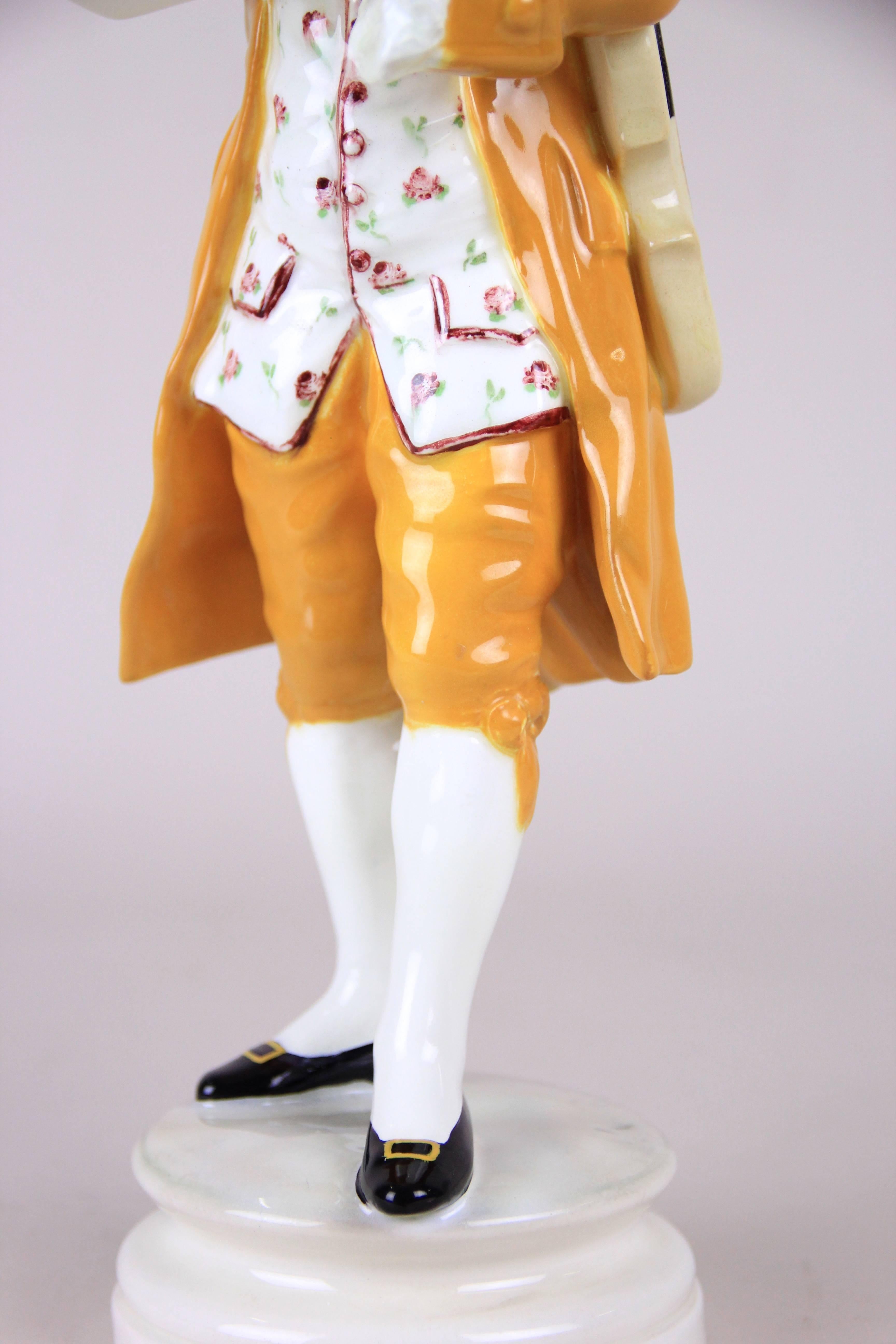 Hand-Painted Ceramic Figurine Mozart by Goldscheider, Vienna, circa 1915