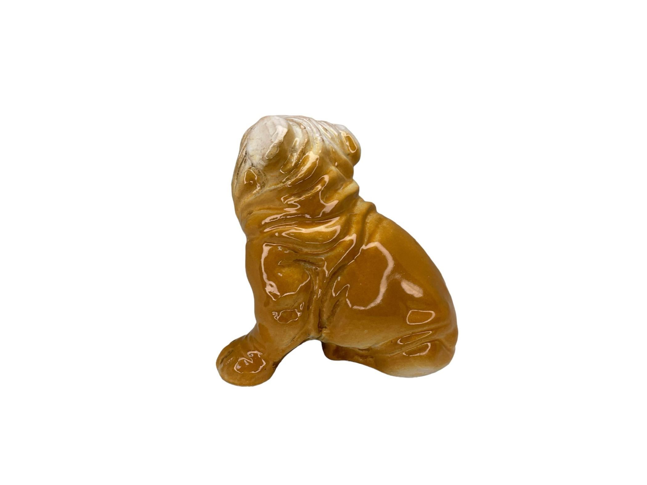 Hand-Painted Ceramic Figurine Of A Bulldog For Sale