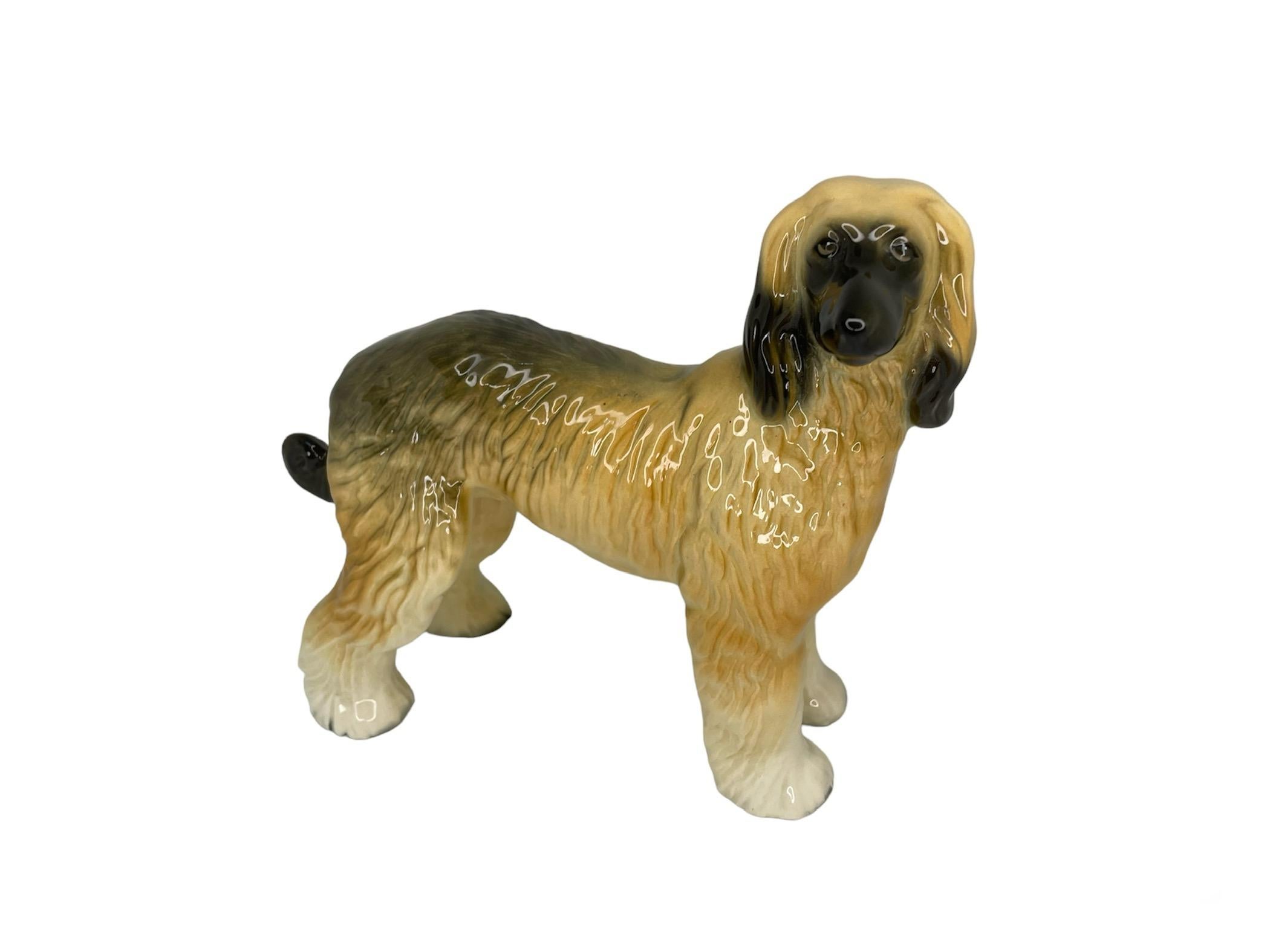 Hand-Painted Ceramic Figurine Of An Afghan Hound Dog For Sale