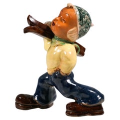 Ceramic Figurine, Striding Skier, Walter Bosse for Terra, Austria 1947-1951
