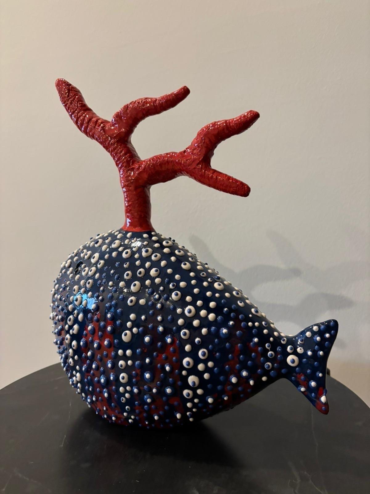 XXIe siècle et contemporain Pièce décorative en céramique représentant un poisson. Fabriqué à la main en Italie. Sur mesure. 2025 en vente