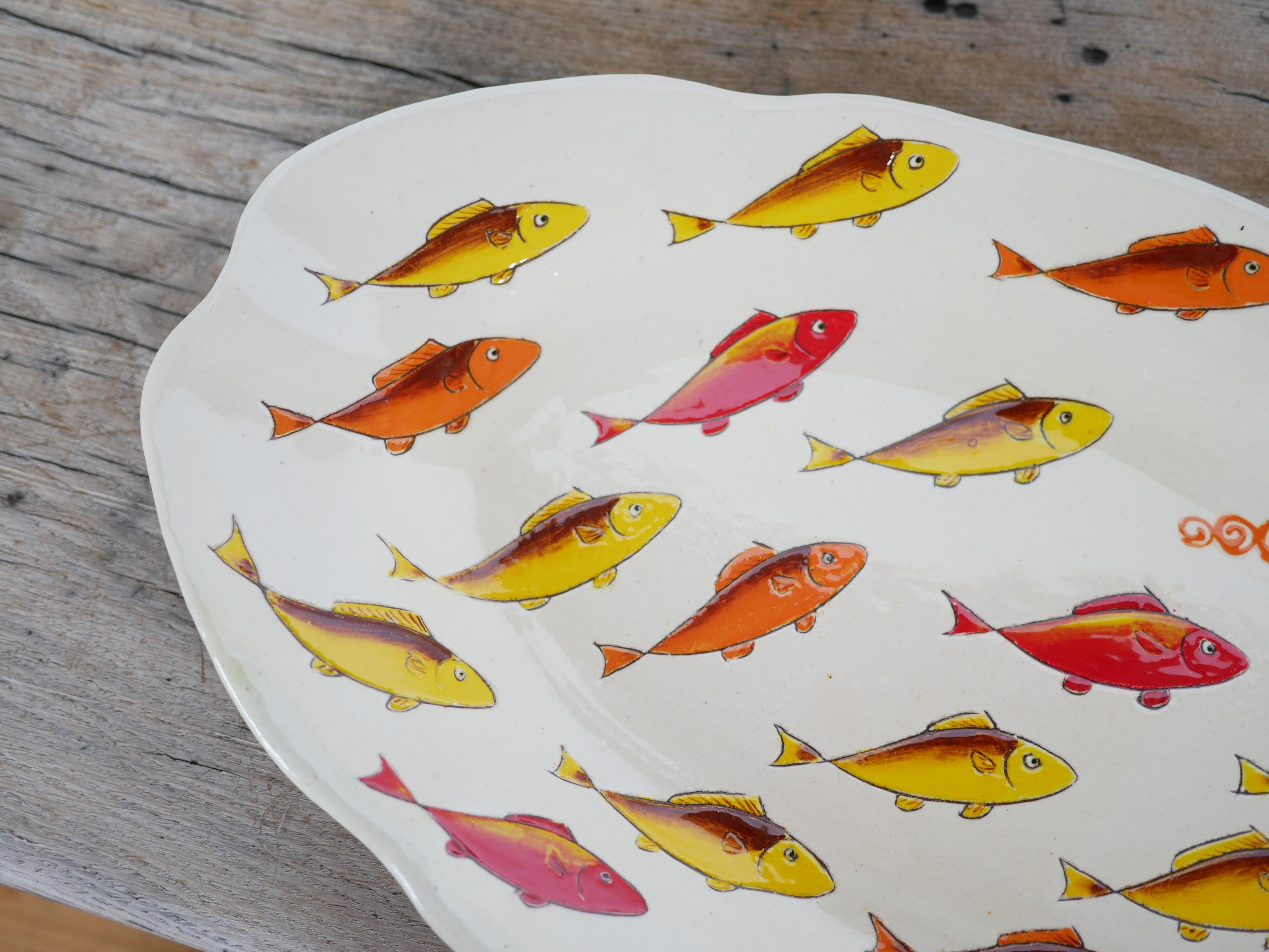 20ième siècle Plat à poisson en céramique en vente