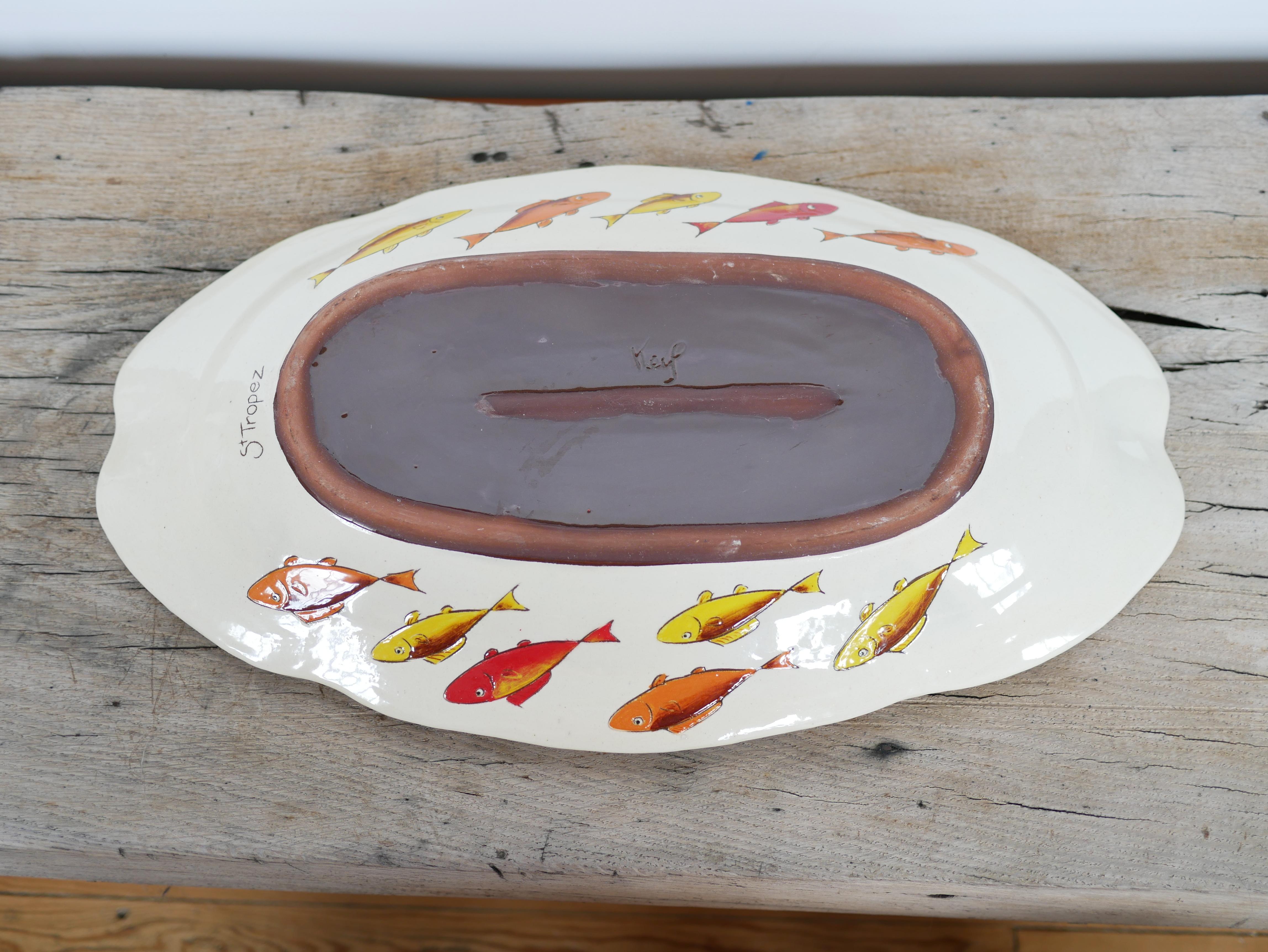 Plat à poisson en céramique en vente 1