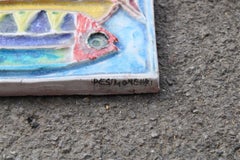 Céramique poisson Giovanni de Simone 1971 multicolore style Picasso