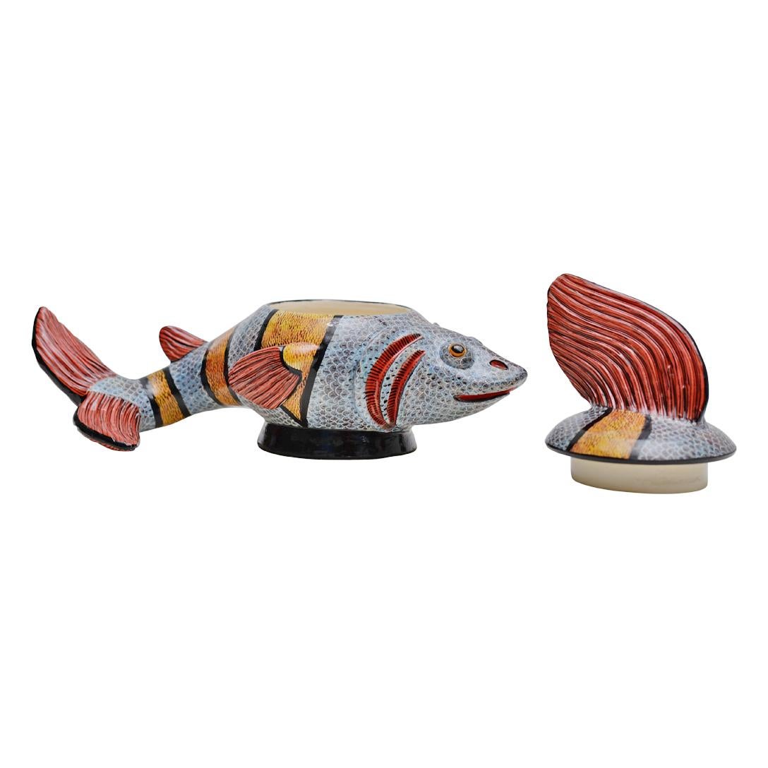 South African Ceramic  Fish Jewelry  Box  , hand made in South Africa For Sale