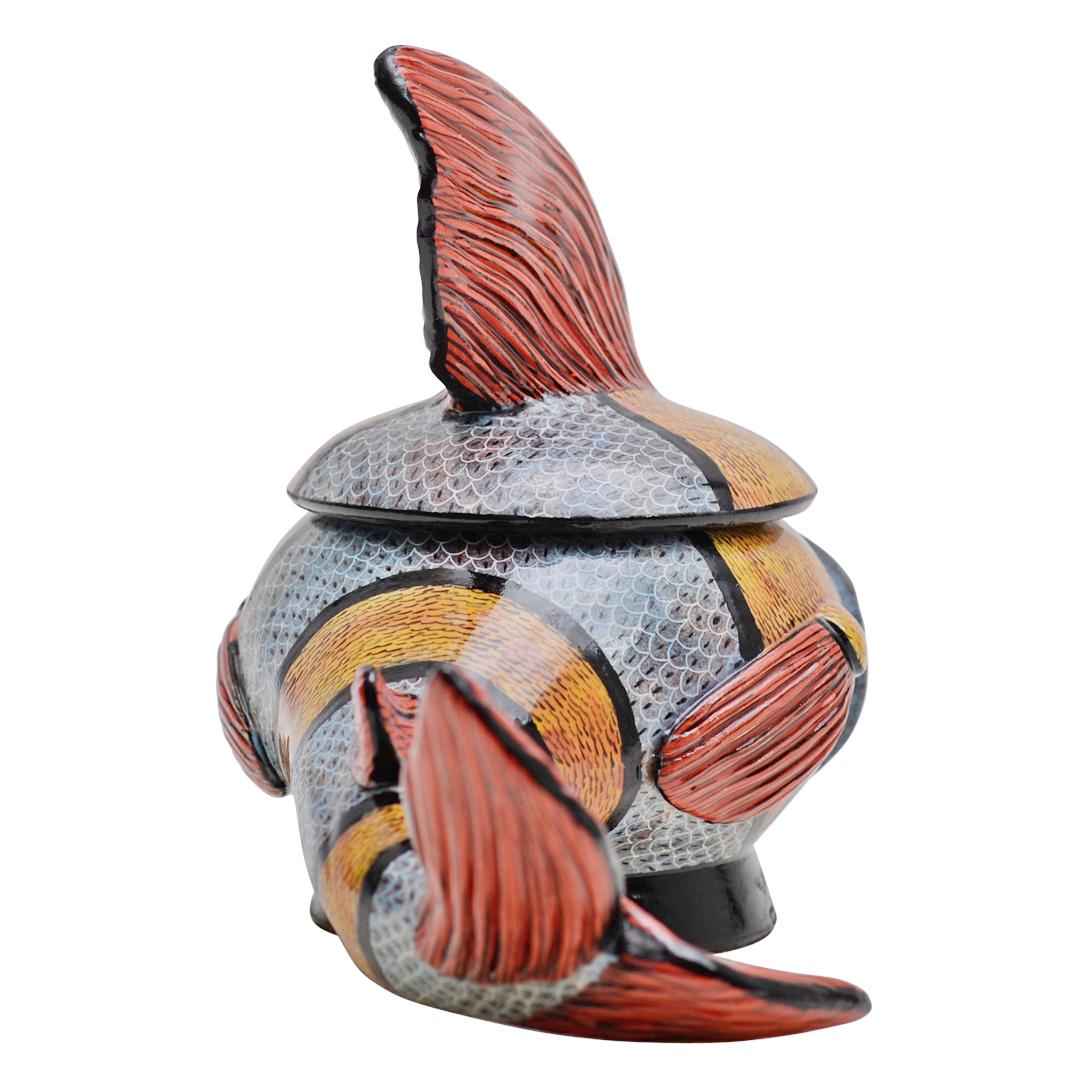 Ceramic  Fish Jewelry  Box  , hand made in South Africa In Excellent Condition For Sale In North Miami, FL