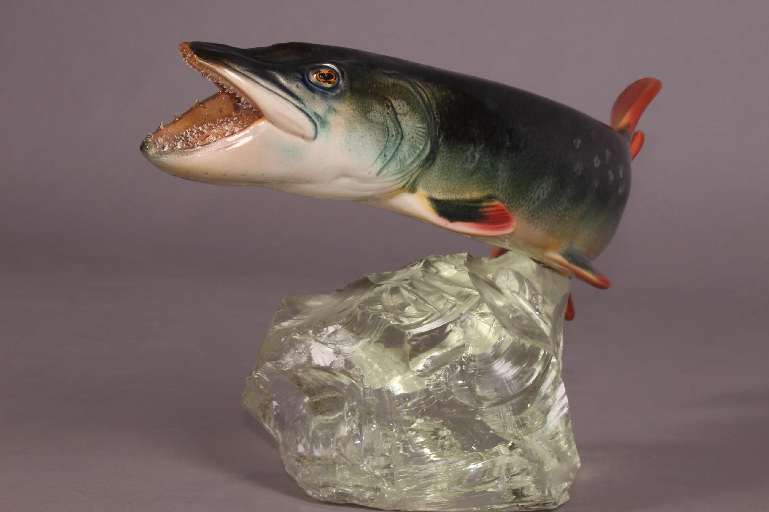 Ceramic Fish on a Bloc Glass 2