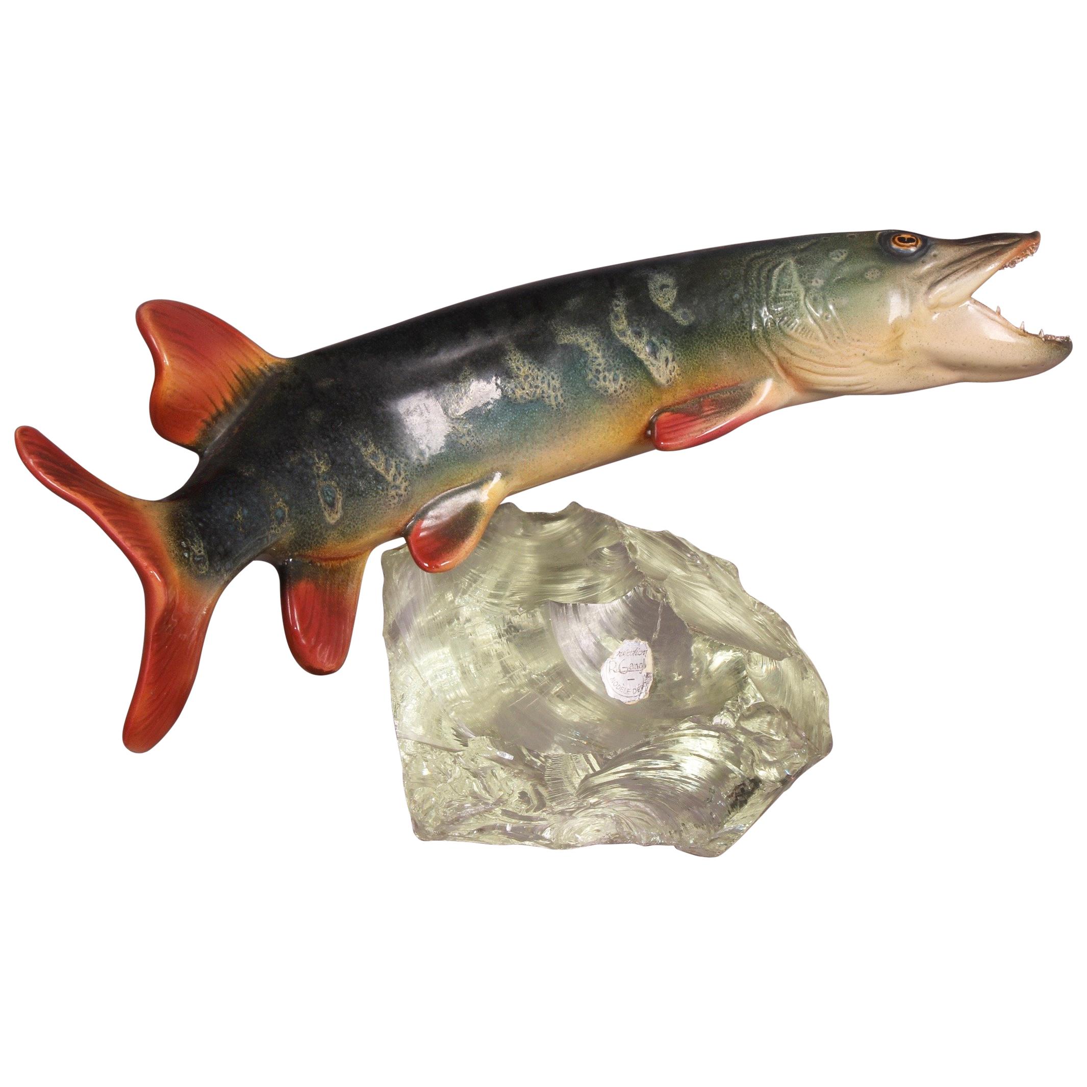 Ceramic Fish on a Bloc Glass