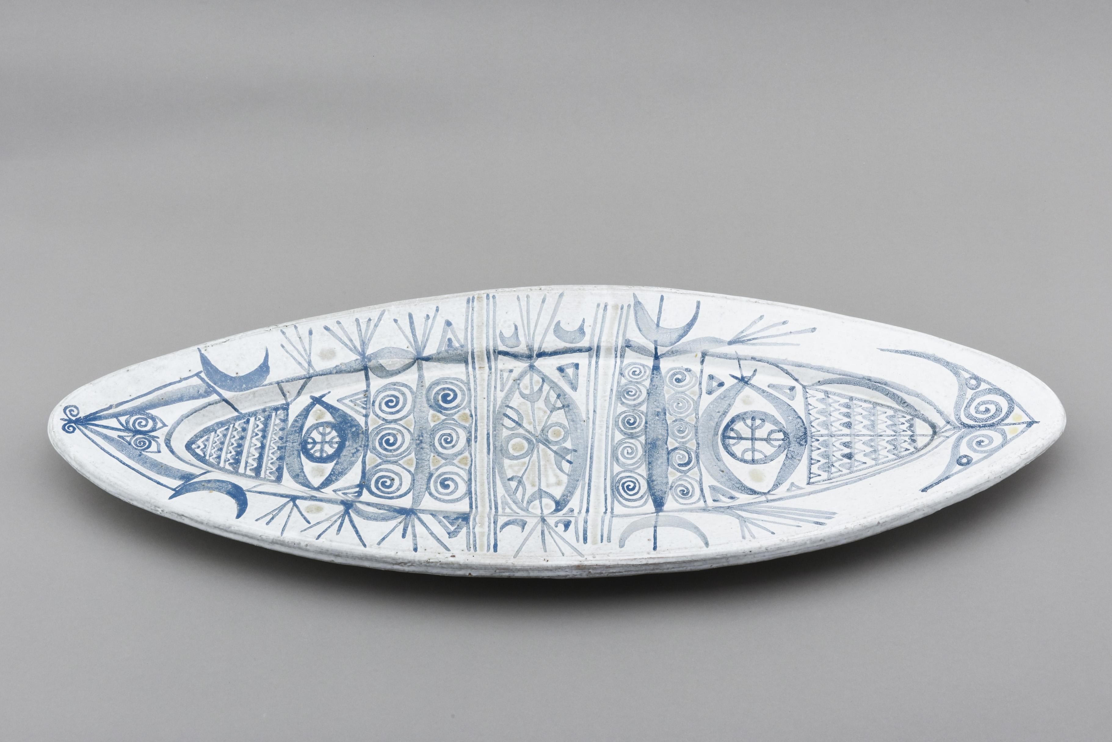 Mid-20th Century Ceramic Fish Plate by Jacques Pouchain, 1960s For Sale