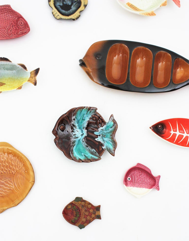Ceramic Fish Plates Wall Art Composition, Mid-Century Modern Period For ...