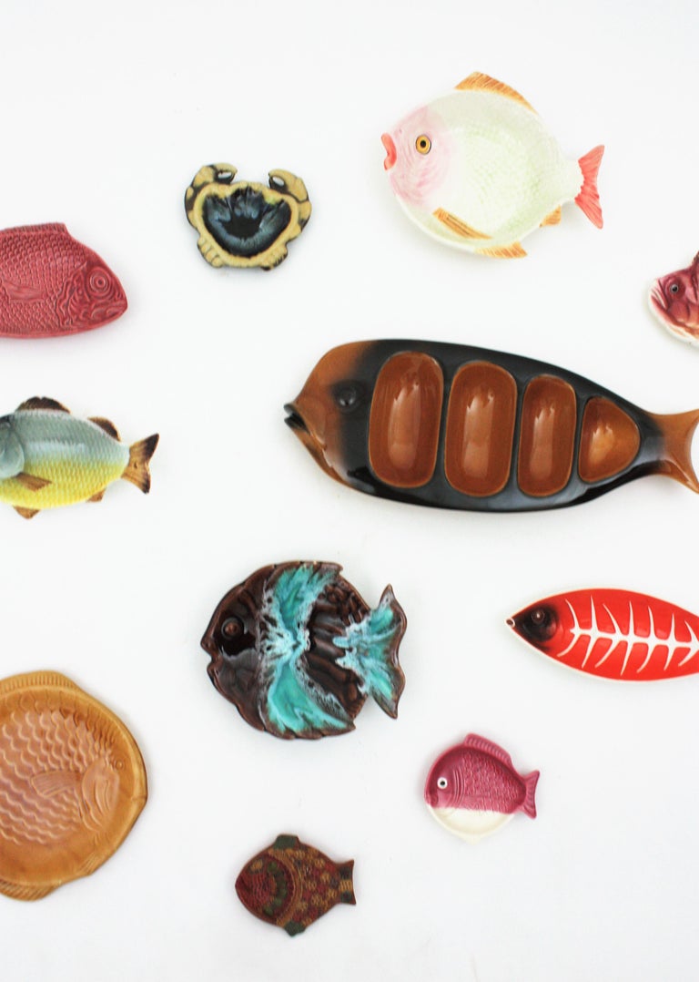 Ceramic Fish Plates Wall Art Composition, Mid-Century Modern Period For ...