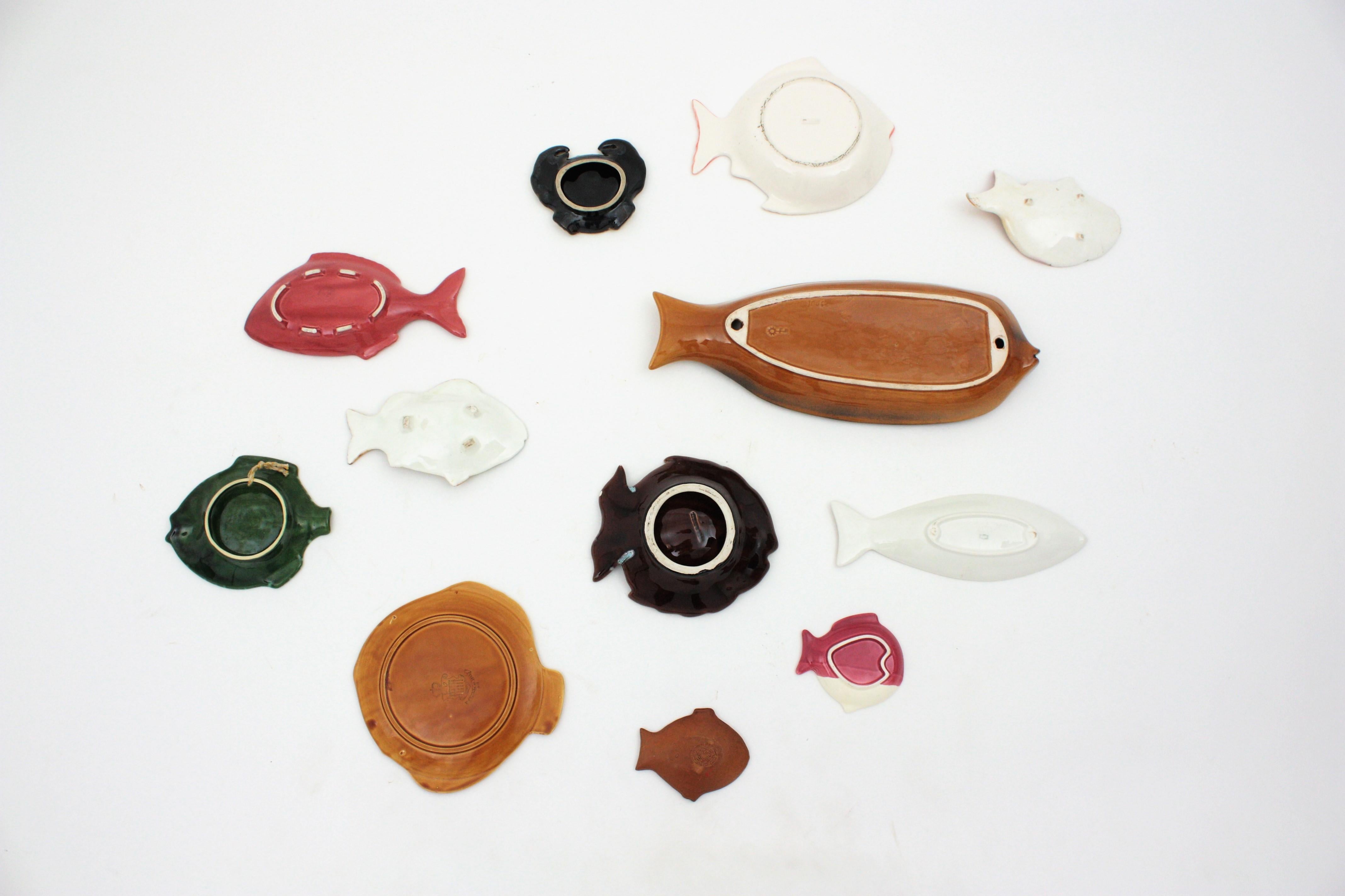 Ceramic Fish Plates Wall Art Composition, Mid-Century Modern Period In Good Condition For Sale In Barcelona, ES