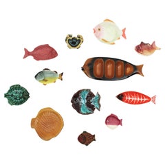Ceramic Fish Plates Wall Art Composition, Mid-Century Modern Period