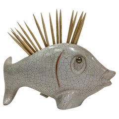 Ceramic fish-shaped potter's stand from the mid-century by Leopold Anzengruber