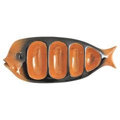Keramik-Cocktail-/Cocktail-/Serviertablett in Fischform / Wanddekoration, 1950er Jahre