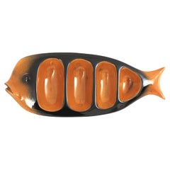 Vassoio da portata per cocktail a forma di pesce in ceramica / Decorazione da parete, anni '50