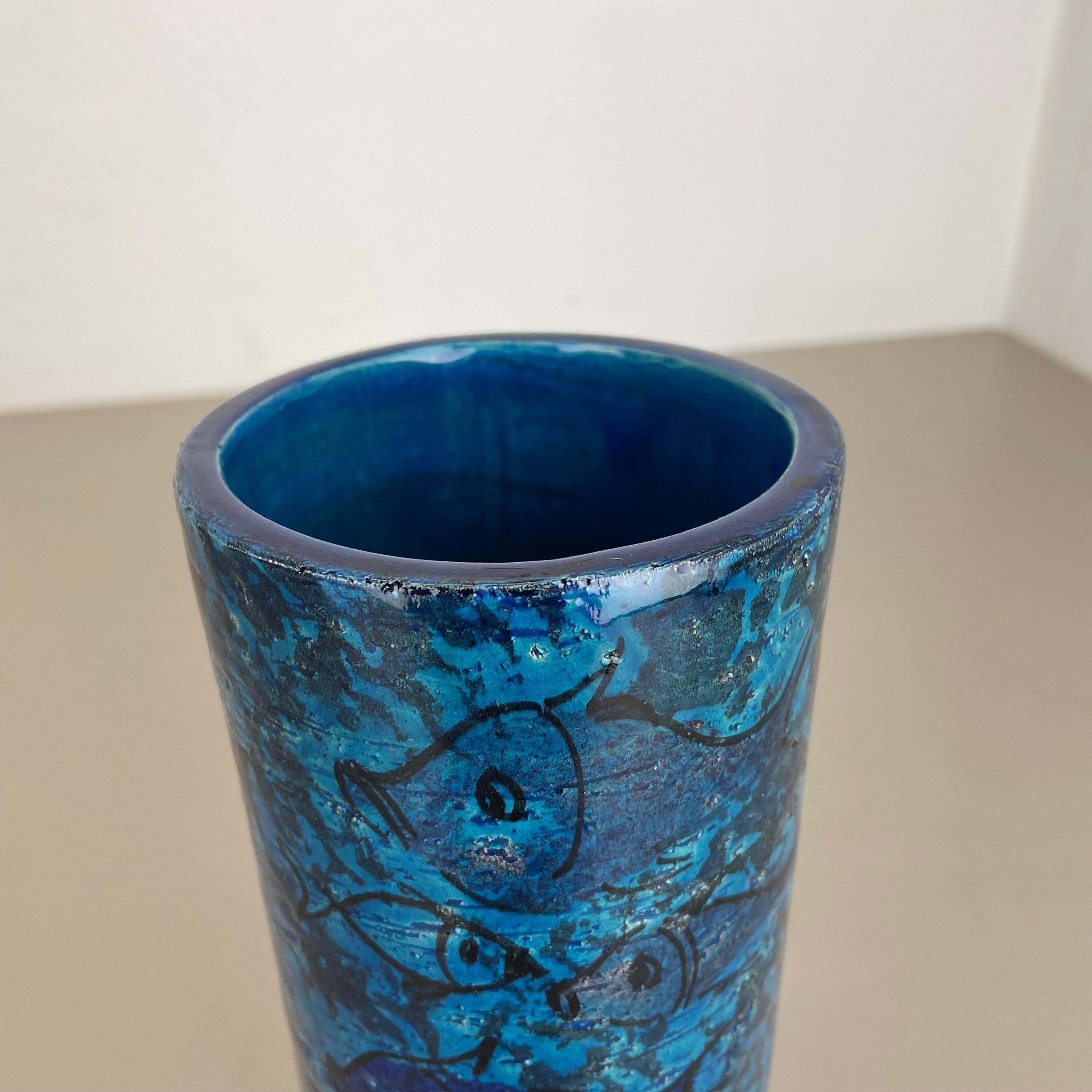 Ceramic FISH VASE Rimini Blue Design by Aldo Londi for Bitossi, Italy 1960s For Sale 5