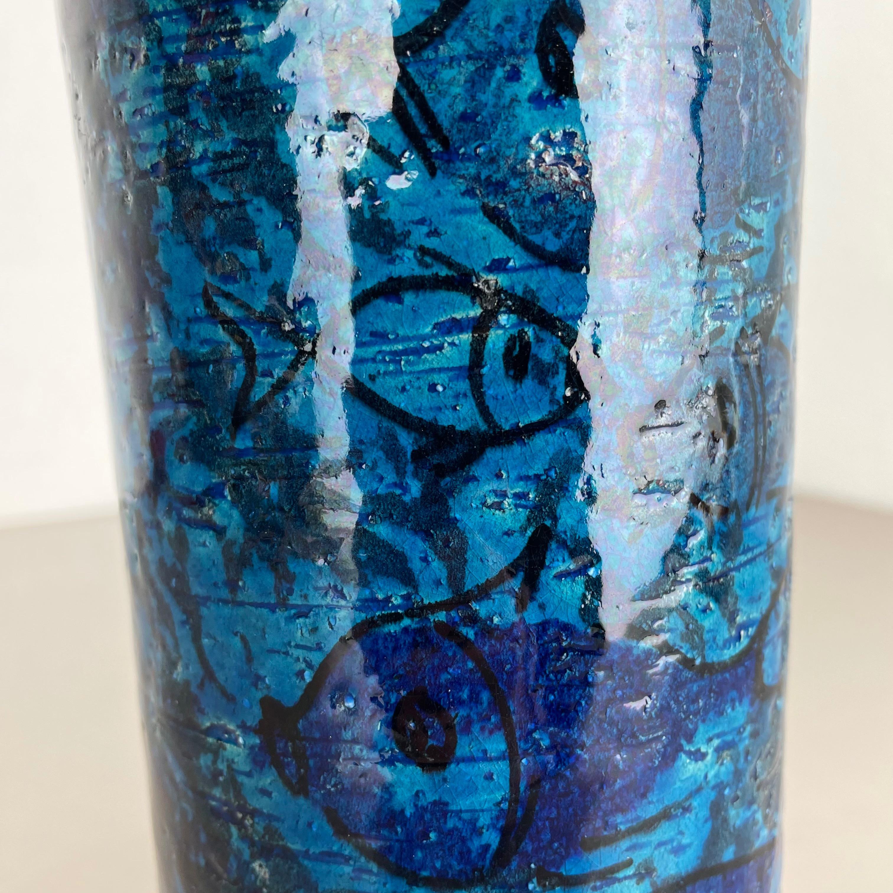 Keramik FISH VASE Rimini Blaues Design von Aldo Londi für Bitossi, Italien 1960er Jahre im Angebot 7