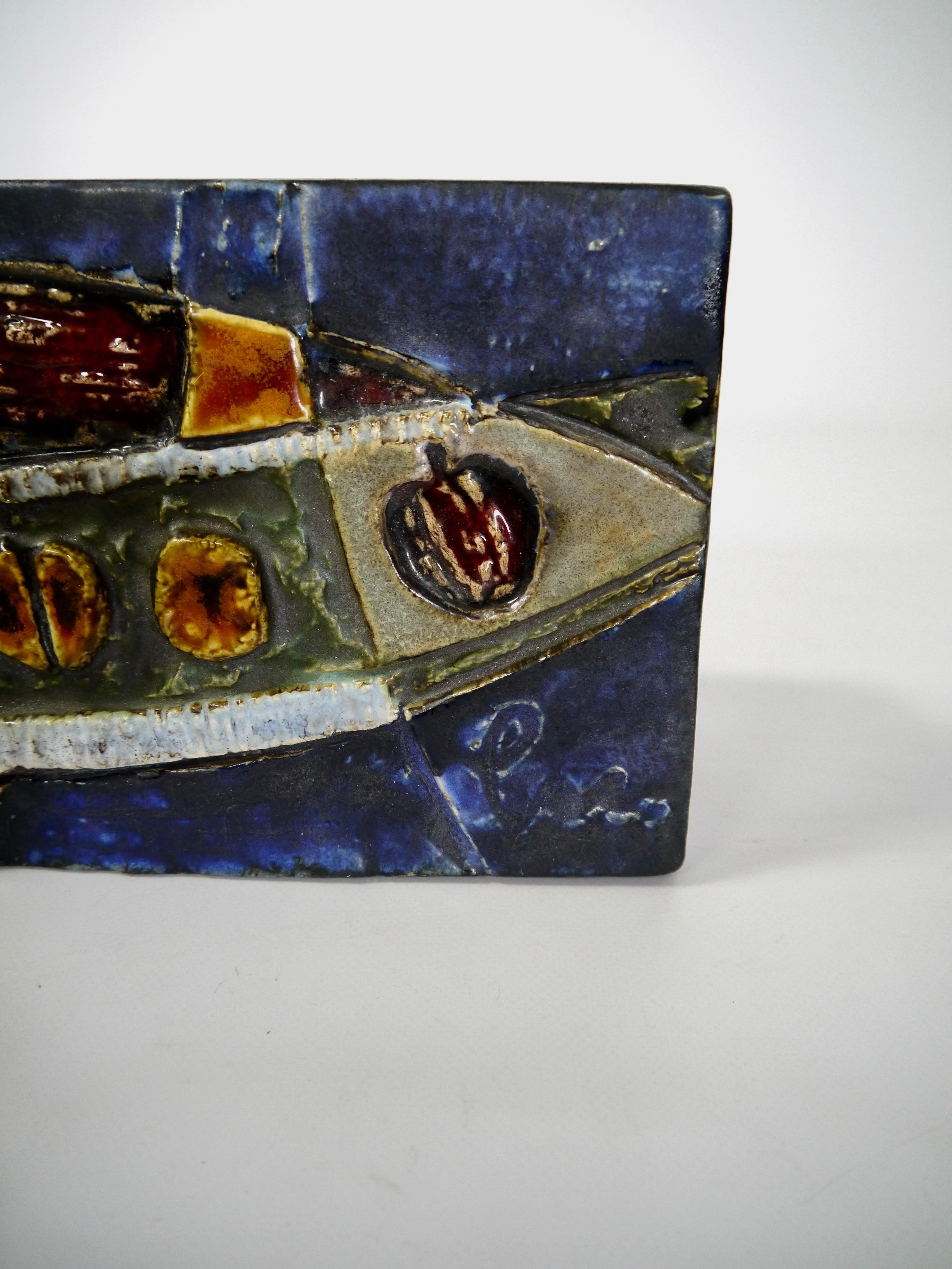 Modern Ceramic Fish Wall Plaque by Helmut Schäffenacker, Germany 1950s For Sale