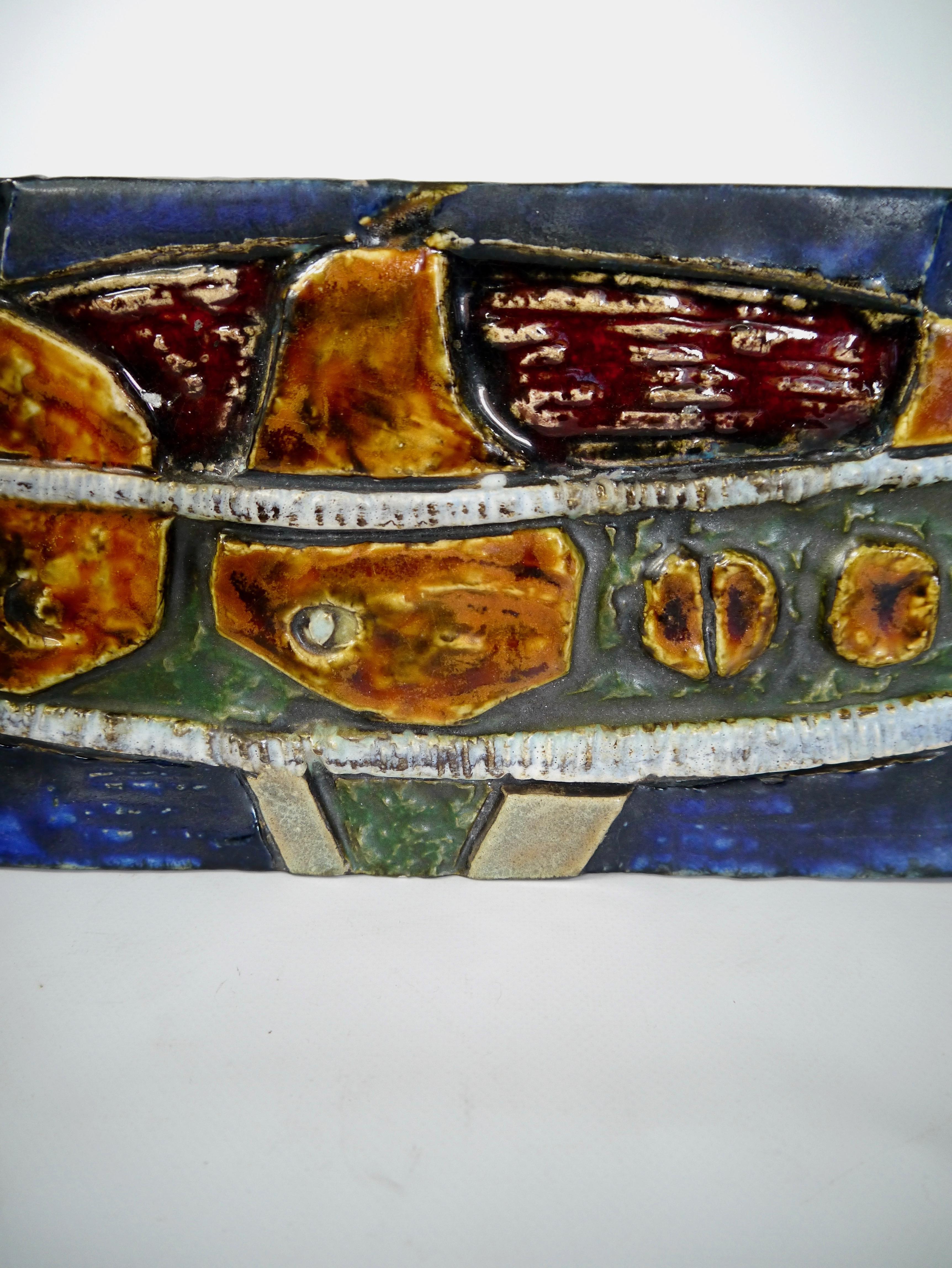 Ceramic Fish Wall Plaque by Helmut Schäffenacker, Germany 1950s In Good Condition For Sale In Barcelona, ES