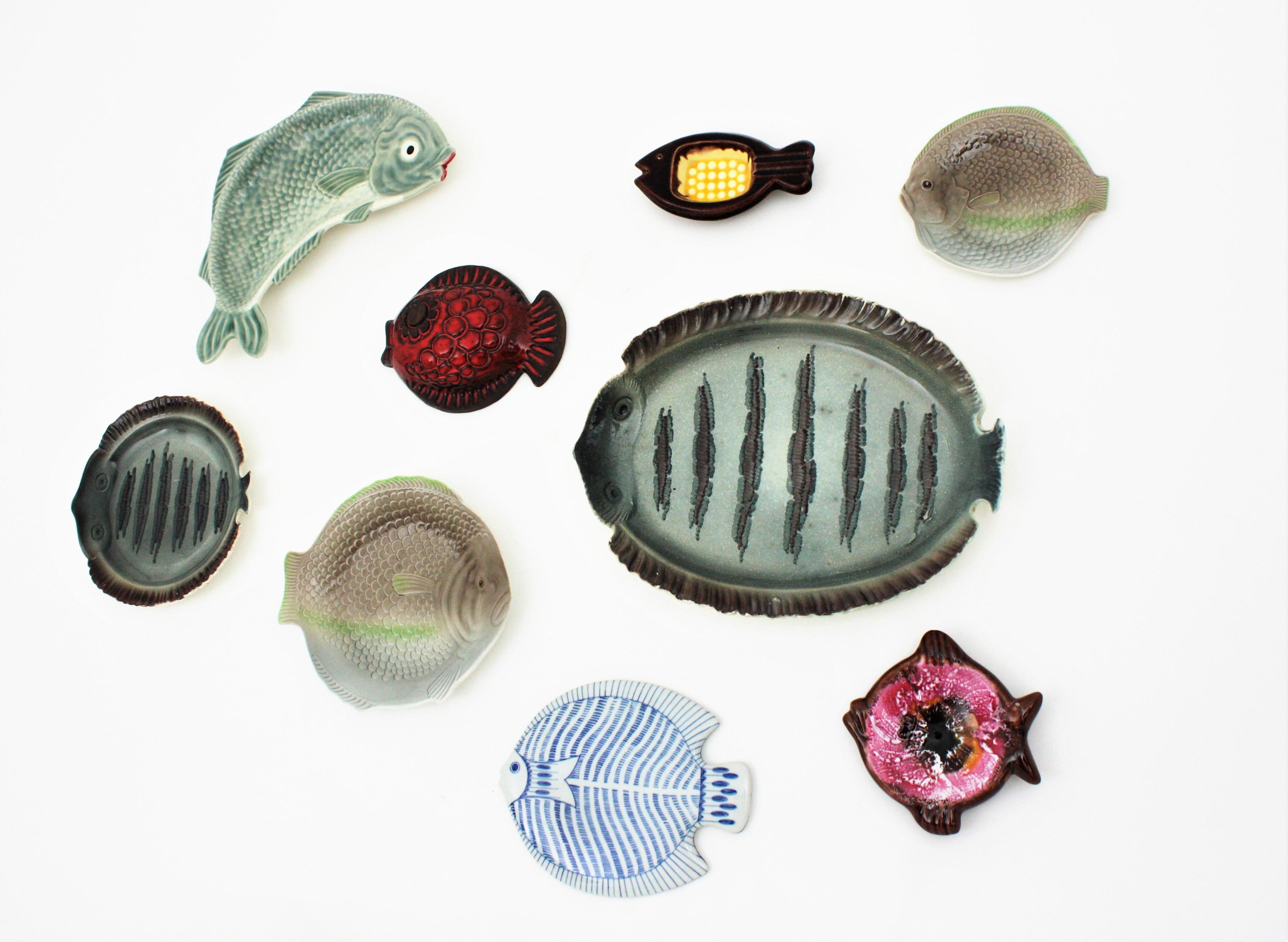 Ceramic Fish Plates Wall Composition,  Mid-Century Modern Period 11